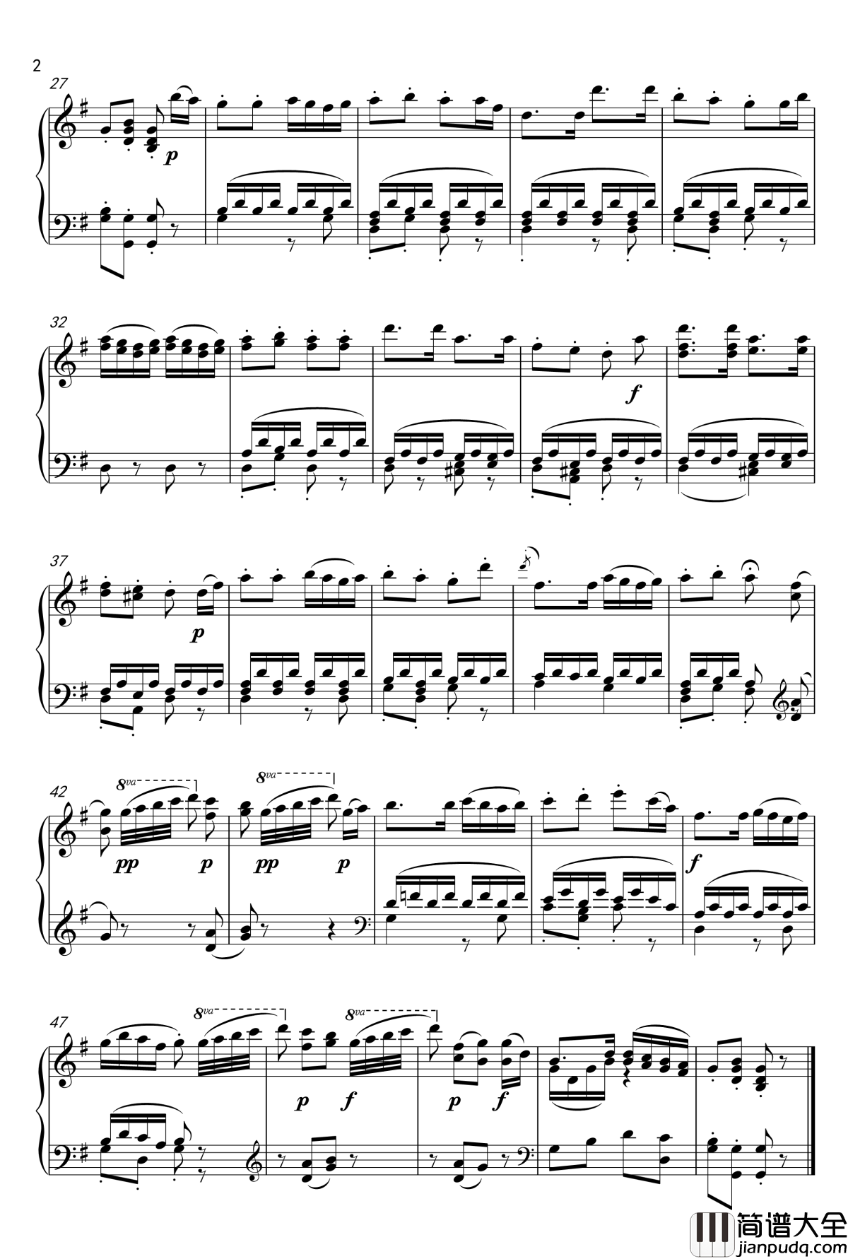 我是一个快乐的捕鸟人钢琴谱_魔笛_莫扎特