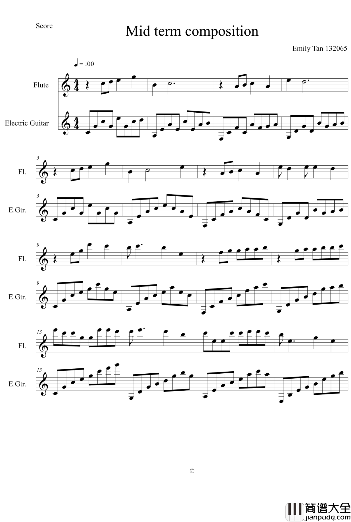 想家钢琴谱_笑笑emily