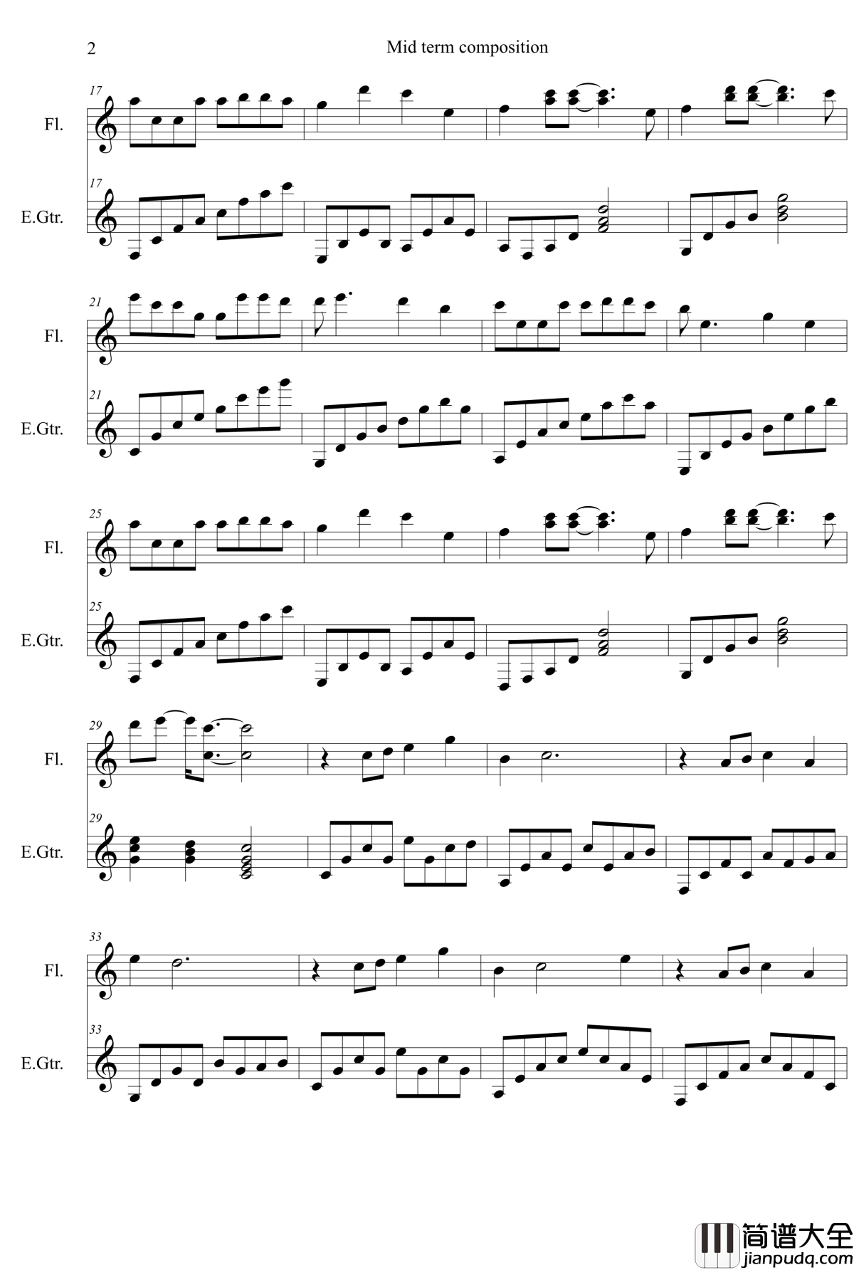 想家钢琴谱_笑笑emily