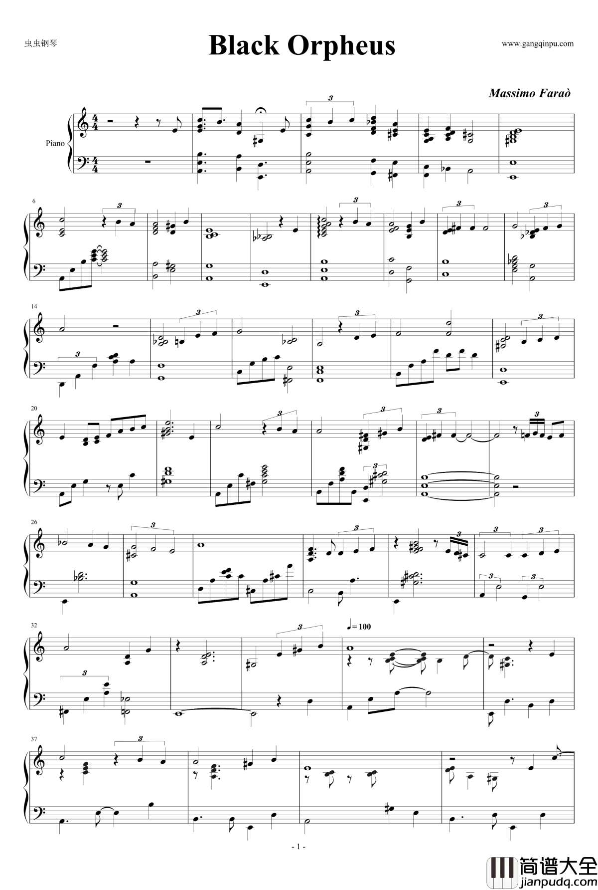 Black_Orpheus钢琴谱_独奏_Massimo_Faraò