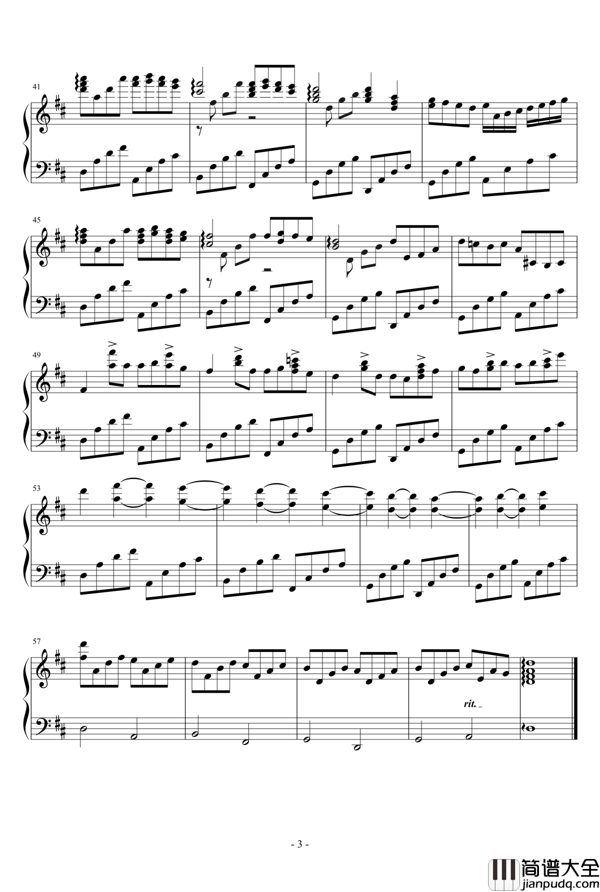 D大调卡农钢琴谱_帕赫贝尔_Pachelbel