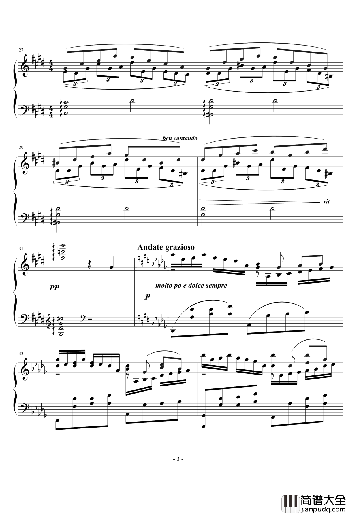 浪漫曲钢琴谱_nyride