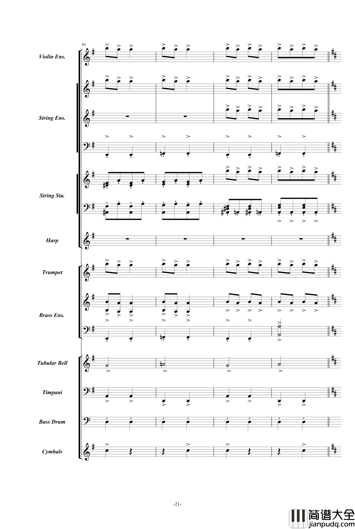 康康舞曲钢琴谱_震撼交响版总谱_奥芬巴赫