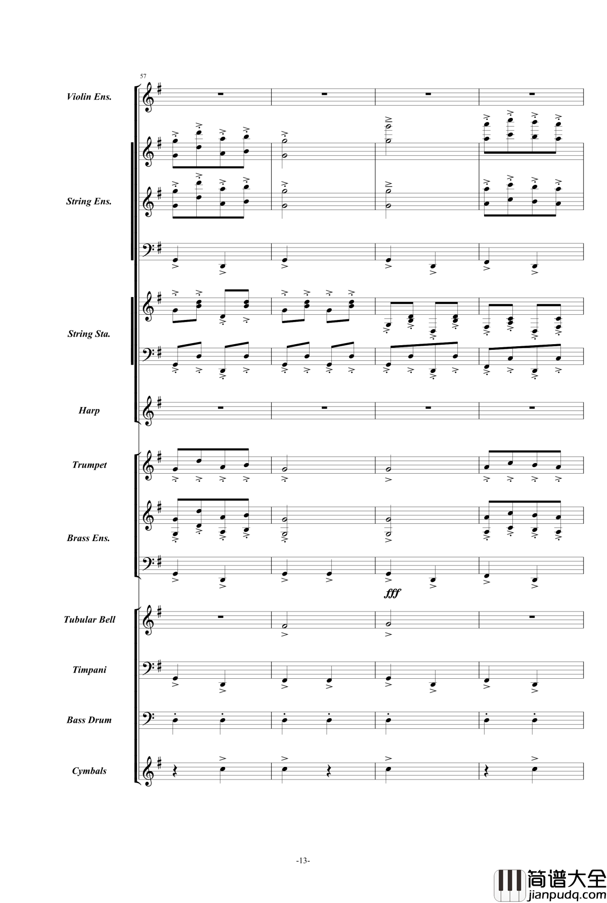 康康舞曲钢琴谱_震撼交响版总谱_奥芬巴赫