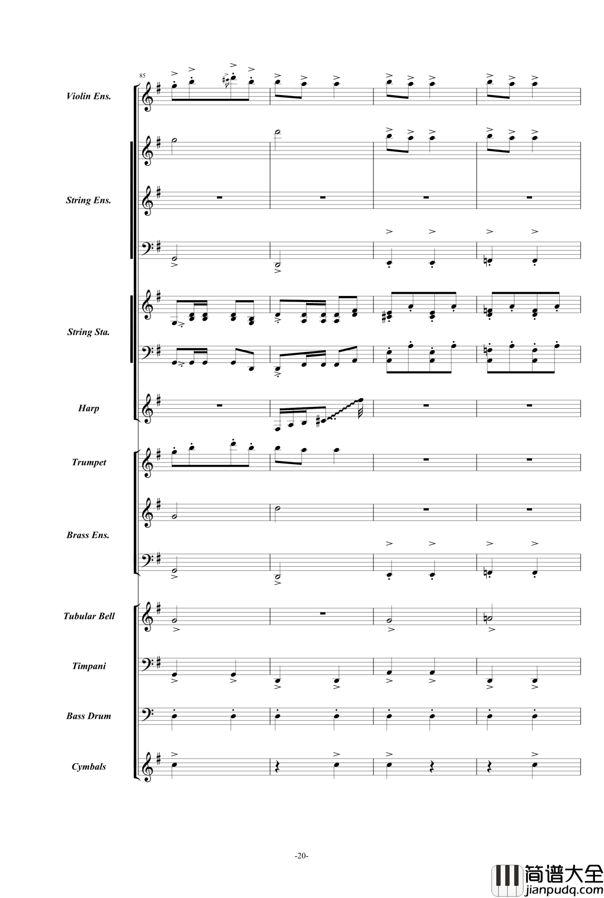 康康舞曲钢琴谱_震撼交响版总谱_奥芬巴赫