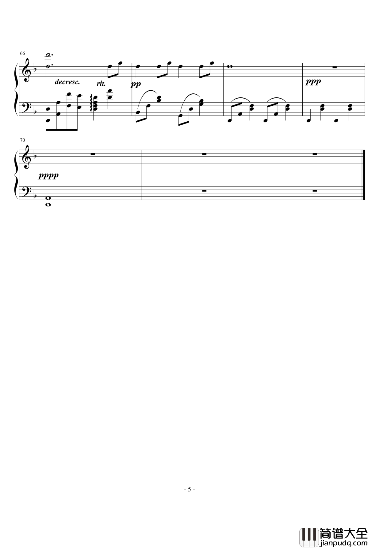 淹没钢琴谱_张学友