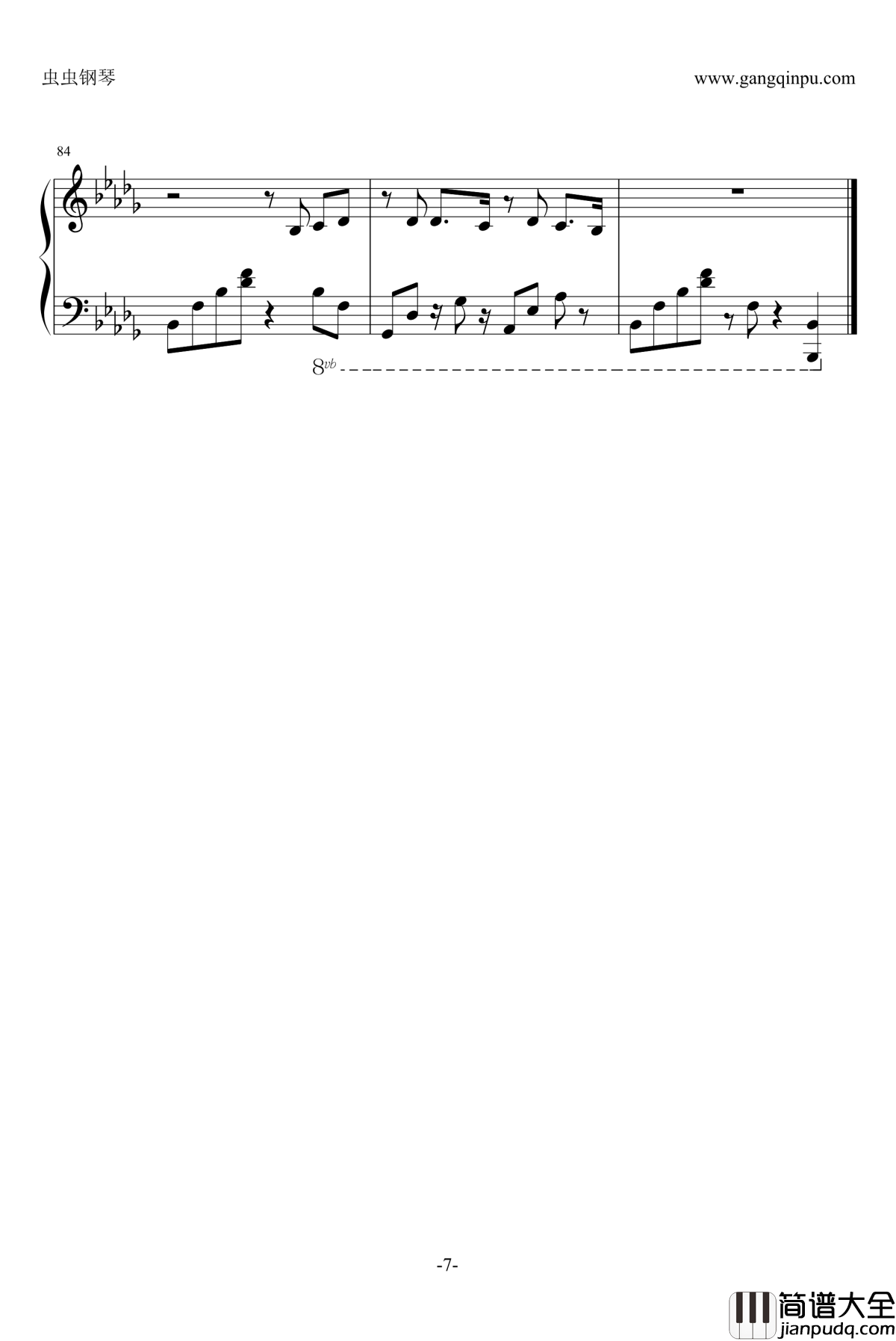 因为我太傻钢琴谱_韩版_花样男子_插曲