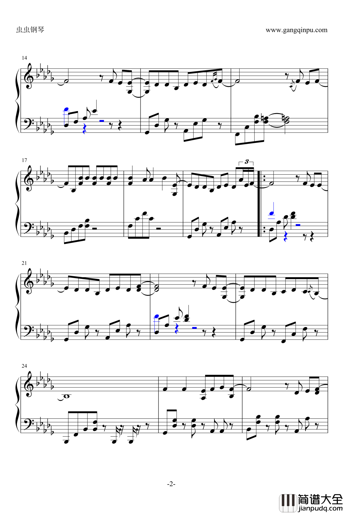 因为我太傻钢琴谱_韩版_花样男子_插曲