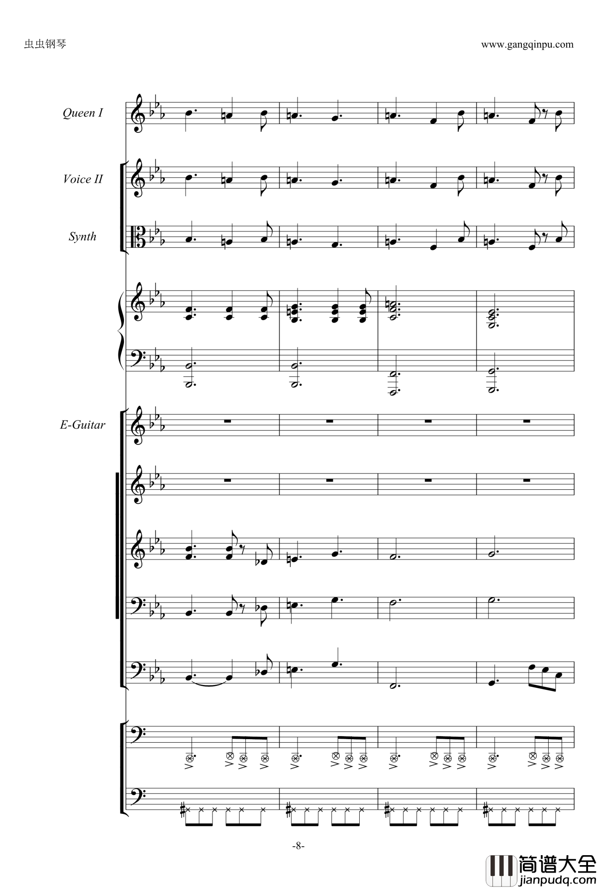 We_are_the_champions钢琴谱_激昂乐队总谱_Queen