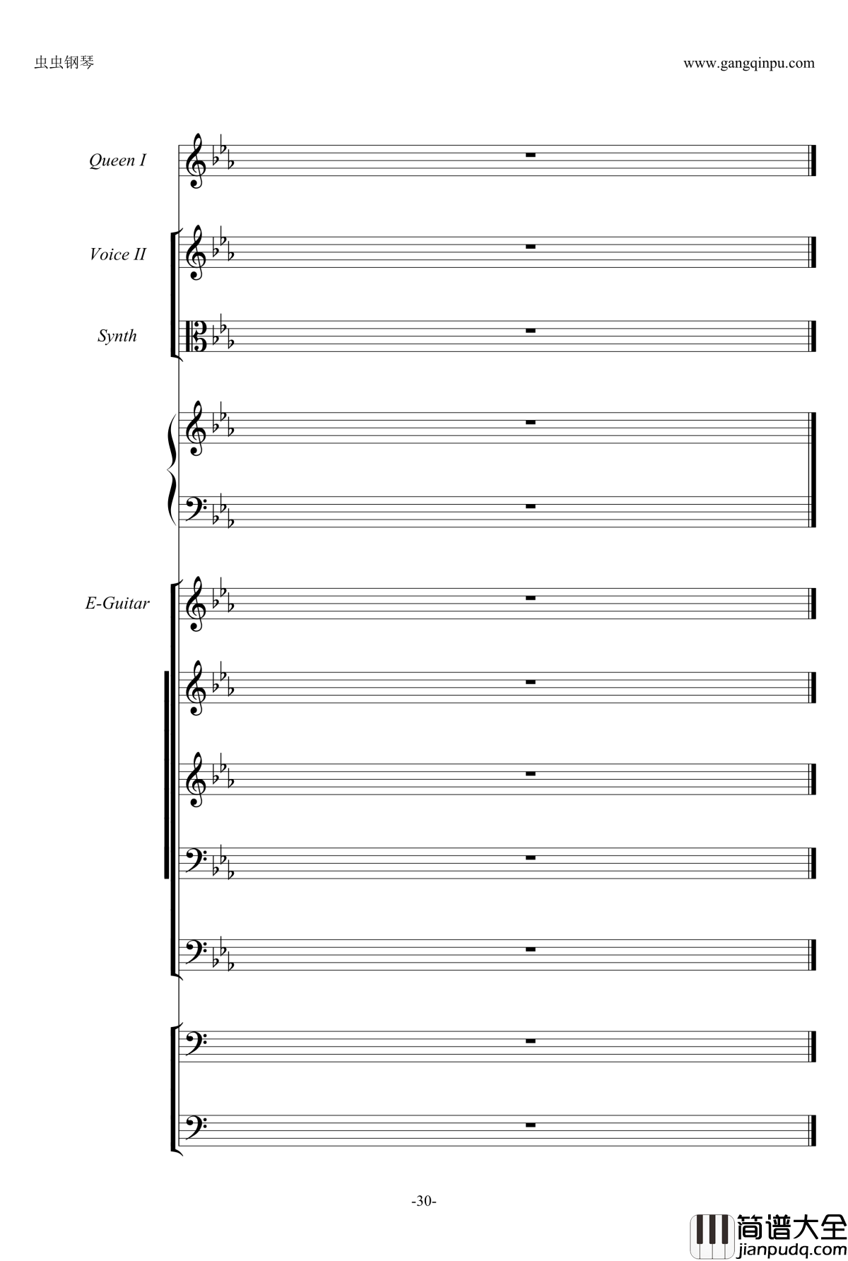 We_are_the_champions钢琴谱_激昂乐队总谱_Queen