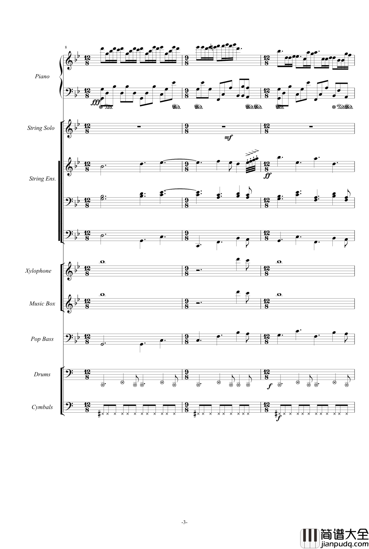 梦中的婚礼钢琴谱_温情乐队总谱_克莱德曼