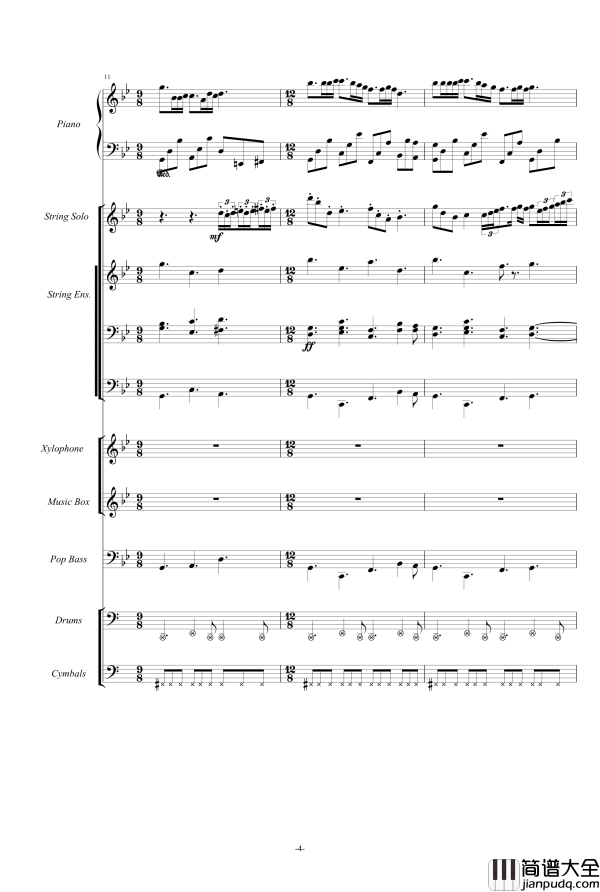 梦中的婚礼钢琴谱_温情乐队总谱_克莱德曼