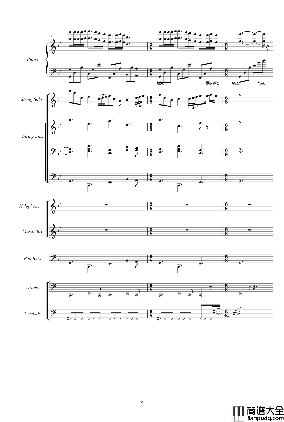 梦中的婚礼钢琴谱_温情乐队总谱_克莱德曼