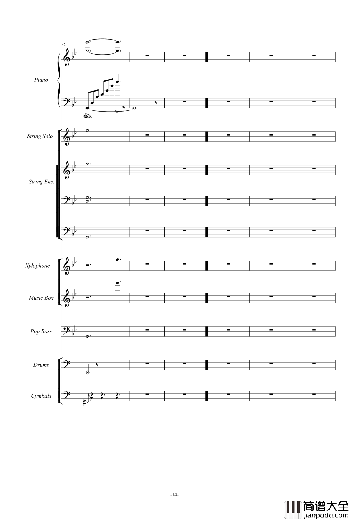 梦中的婚礼钢琴谱_温情乐队总谱_克莱德曼