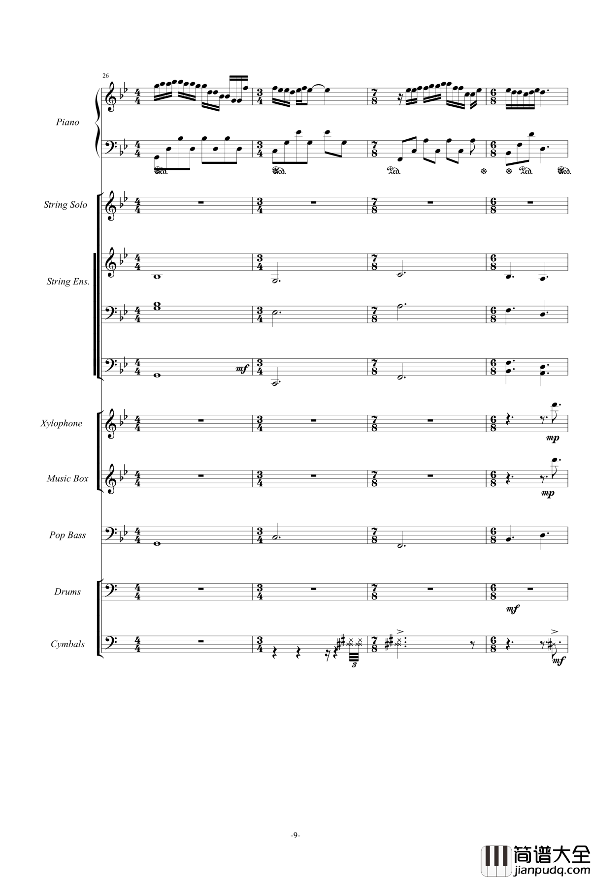 梦中的婚礼钢琴谱_温情乐队总谱_克莱德曼