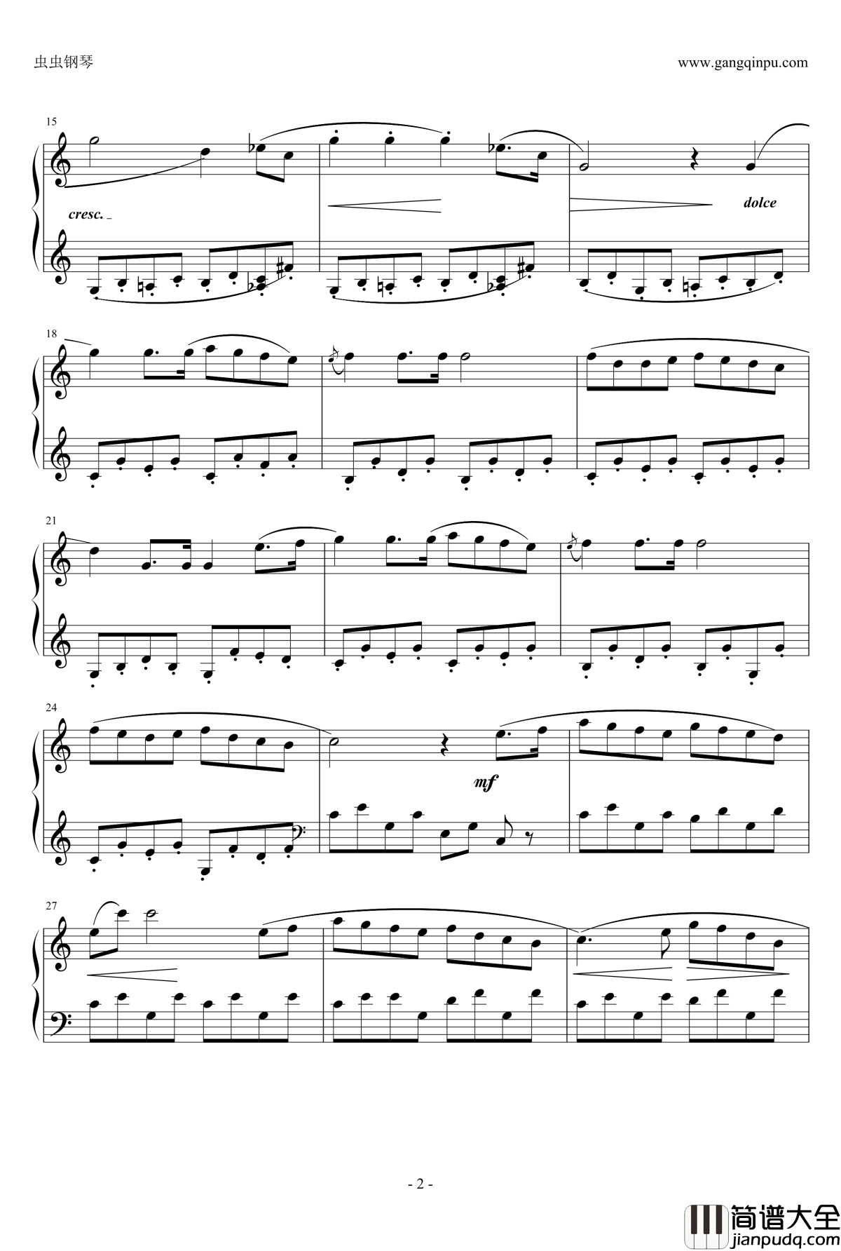 小夜曲钢琴谱_海顿