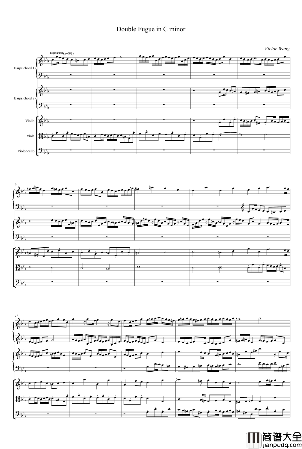 C小调双重赋格钢琴谱_beornotbe