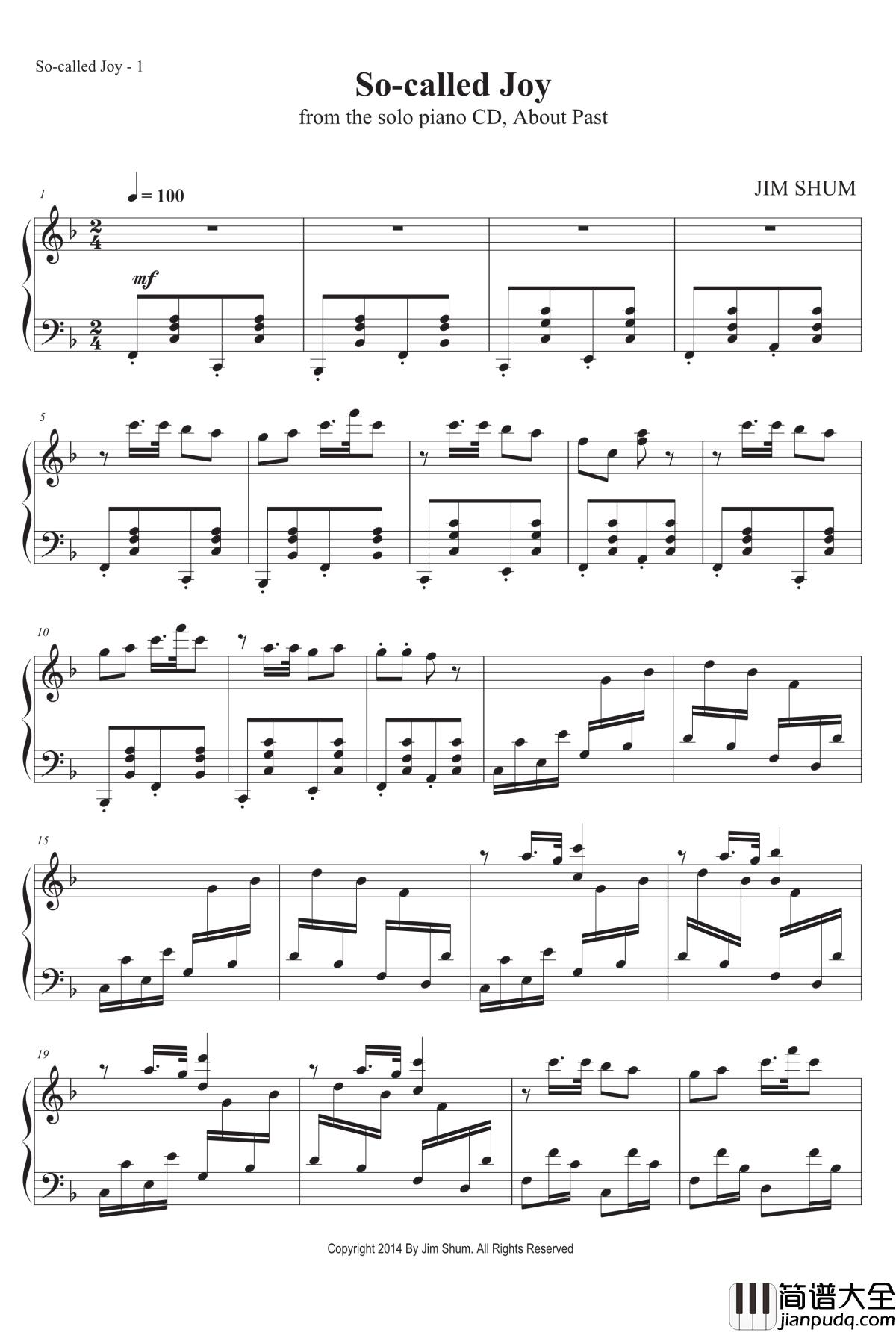 快乐人生钢琴谱_MrSHUM