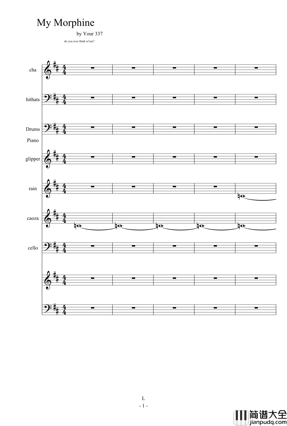 My_Morphine钢琴谱_Ｓòrγy.