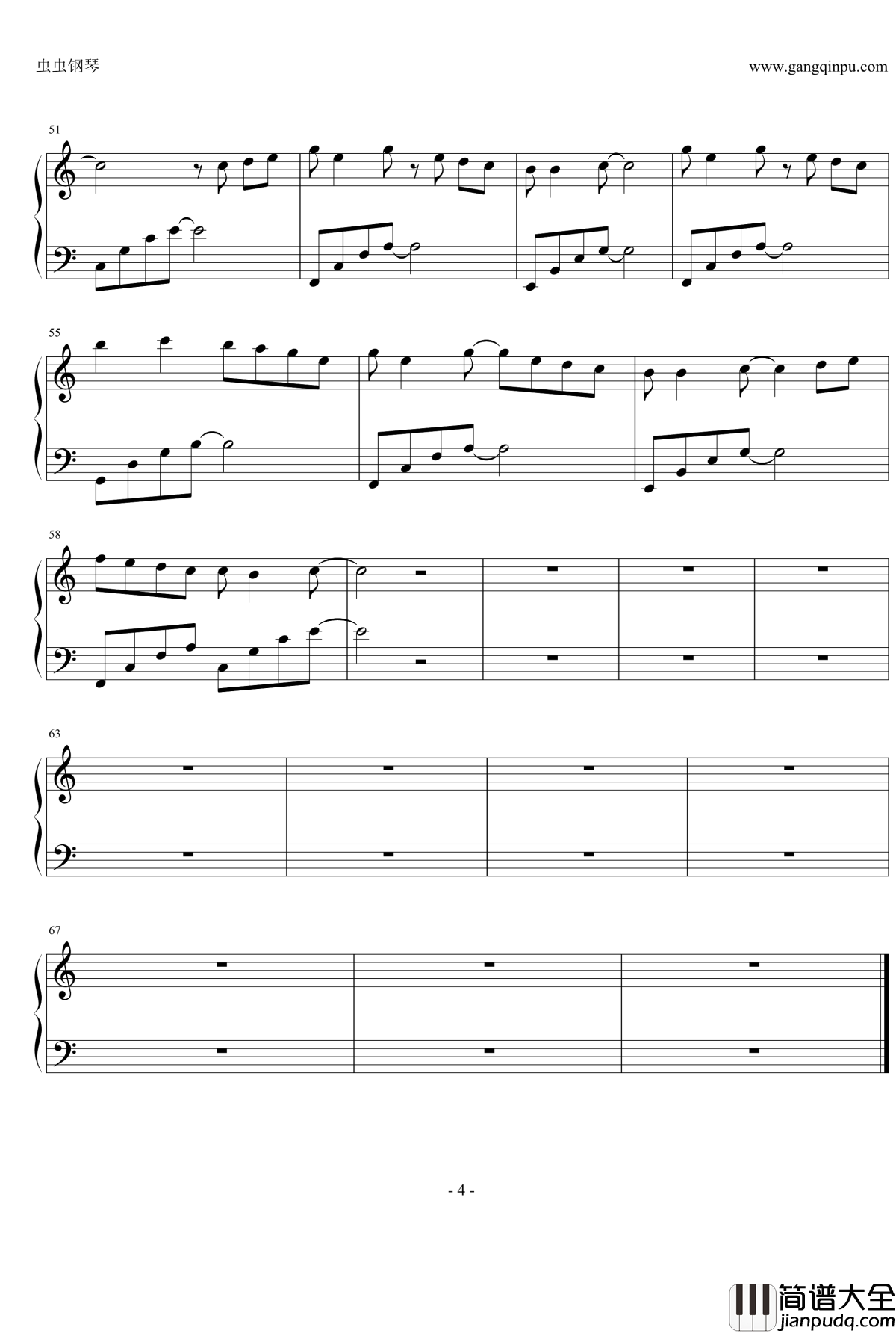 青春修炼手册钢琴谱_C调简易版_TFboys