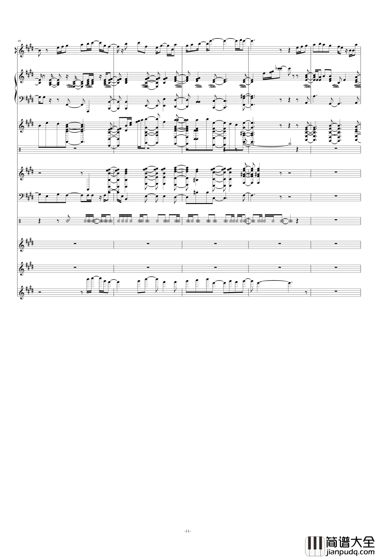 终于等到你钢琴谱_张靓颖_总谱