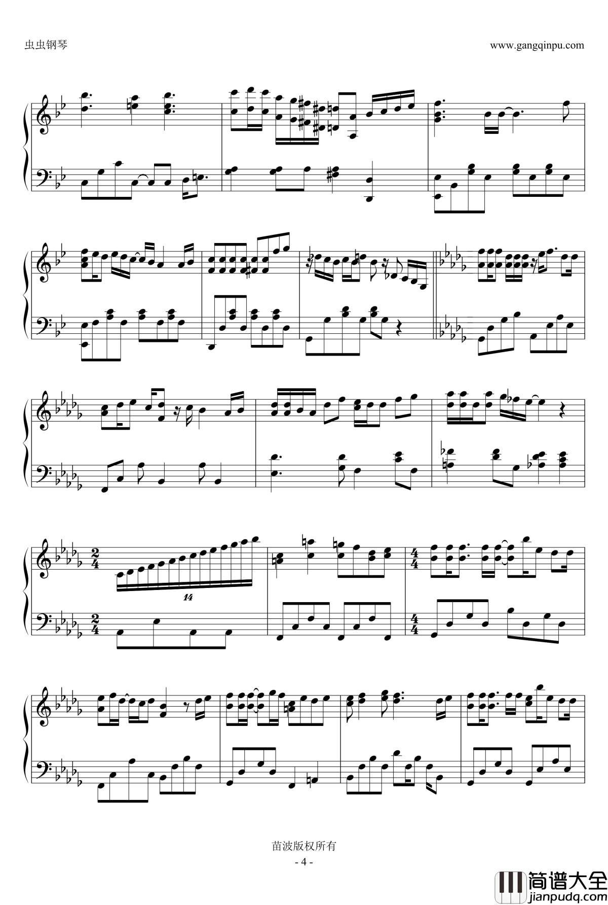 奏かなで钢琴谱_钢琴独奏_一周的朋友