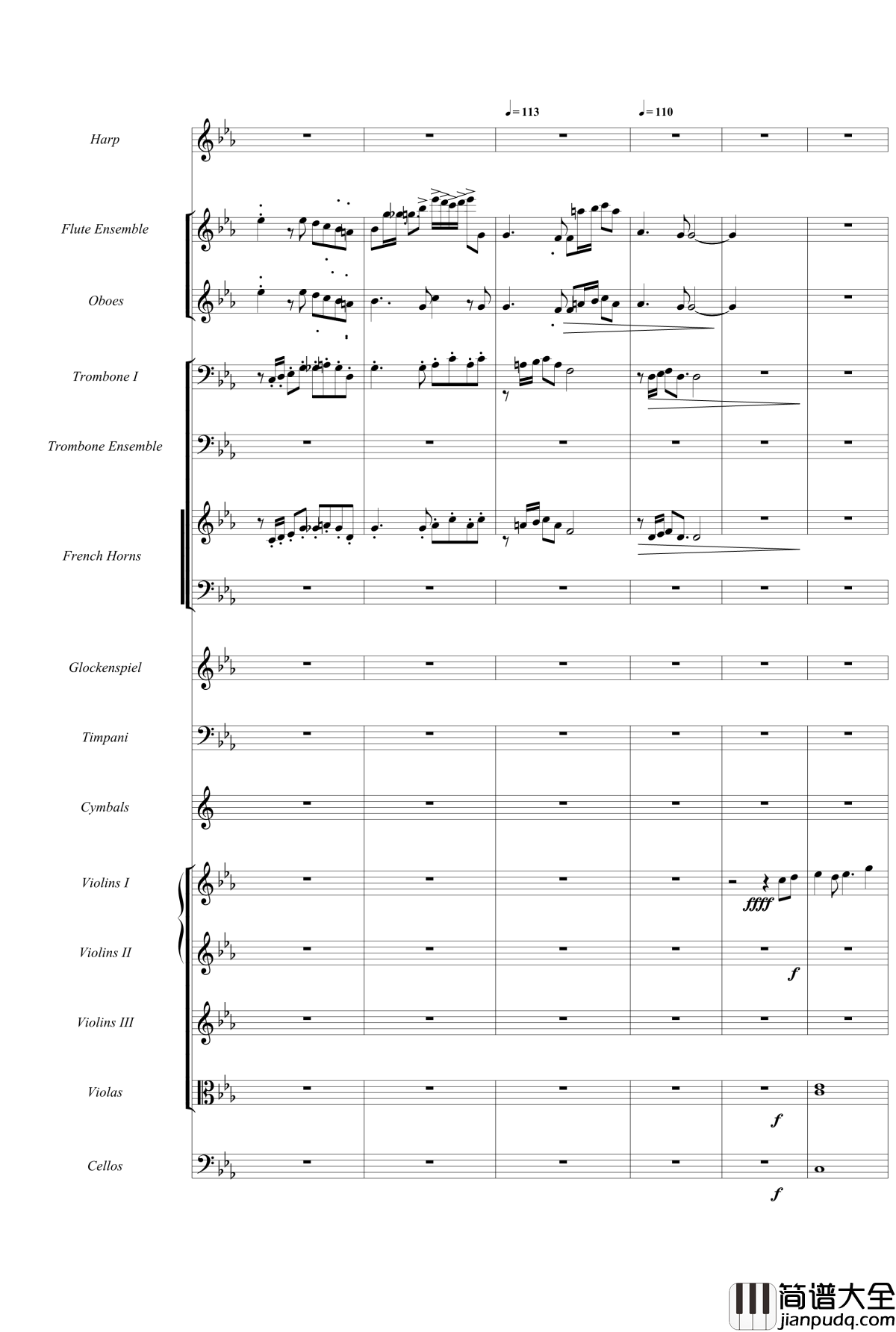 天空之城钢琴谱_久石让原版交响乐