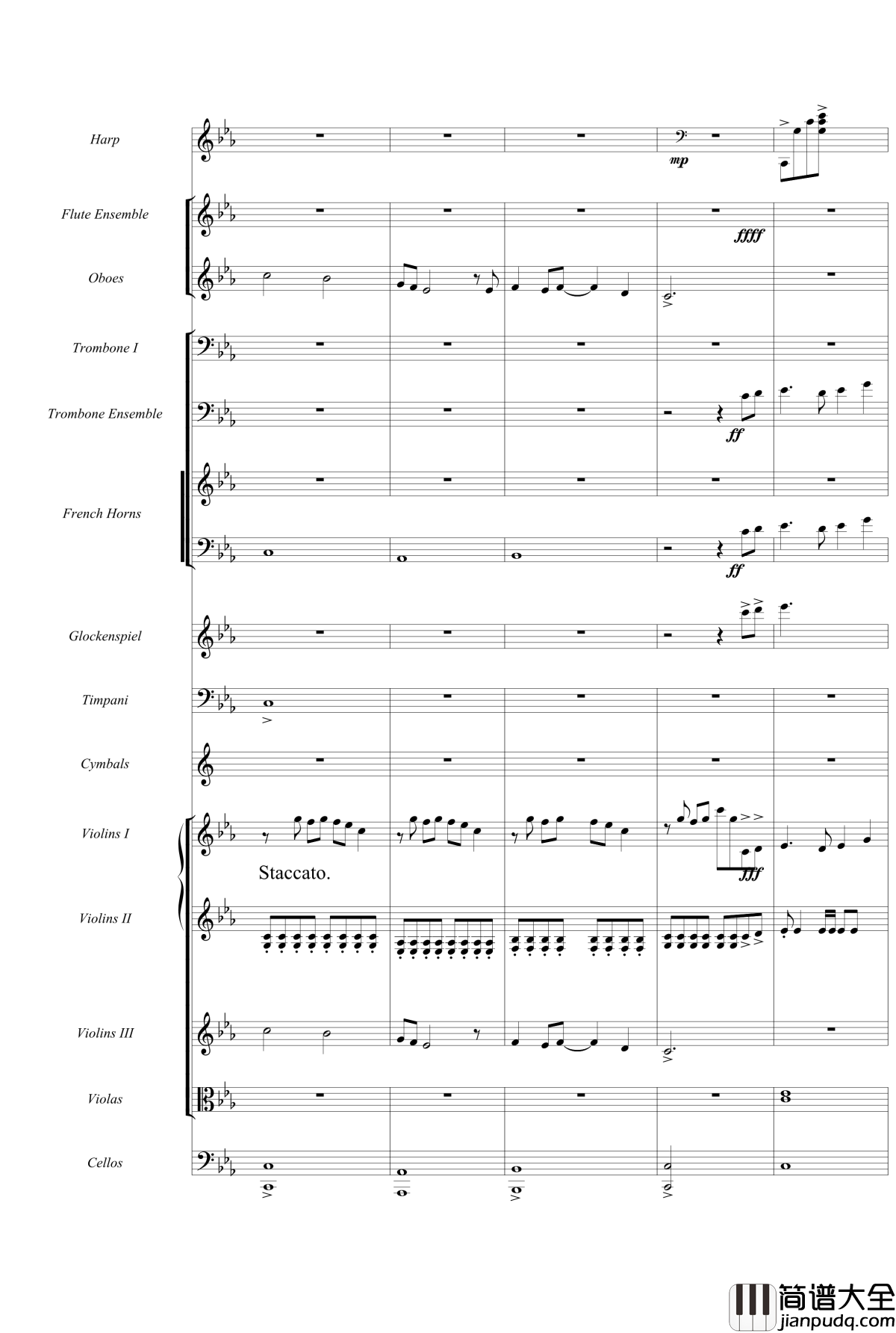 天空之城钢琴谱_久石让原版交响乐