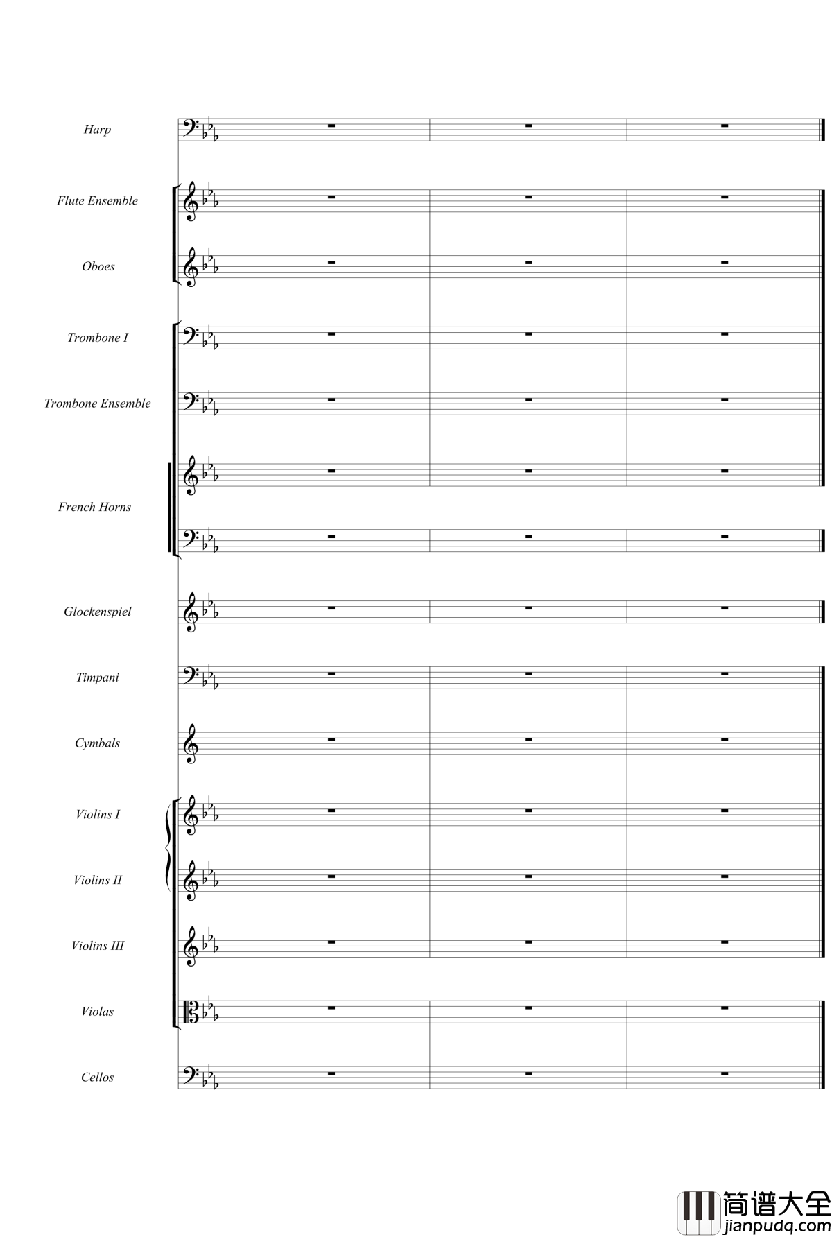 天空之城钢琴谱_久石让原版交响乐
