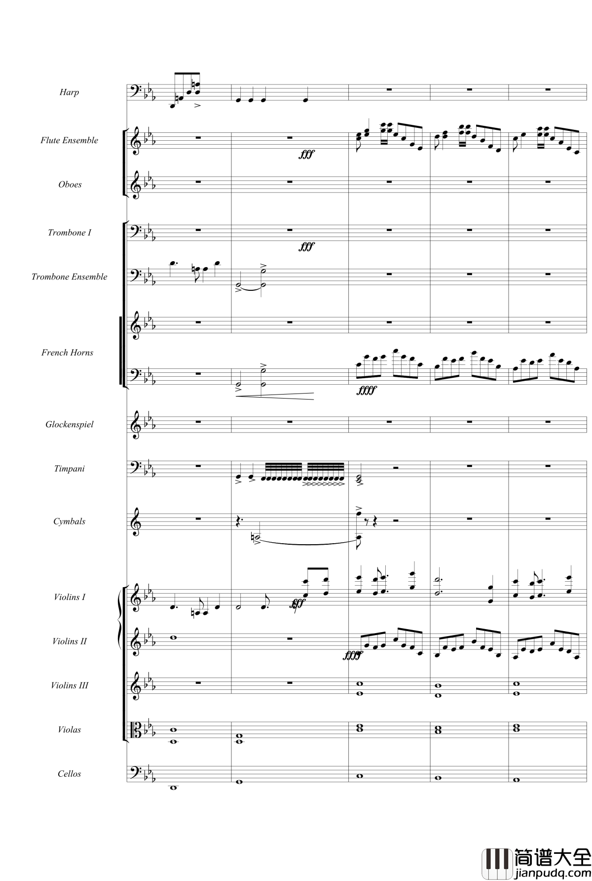 天空之城钢琴谱_久石让原版交响乐