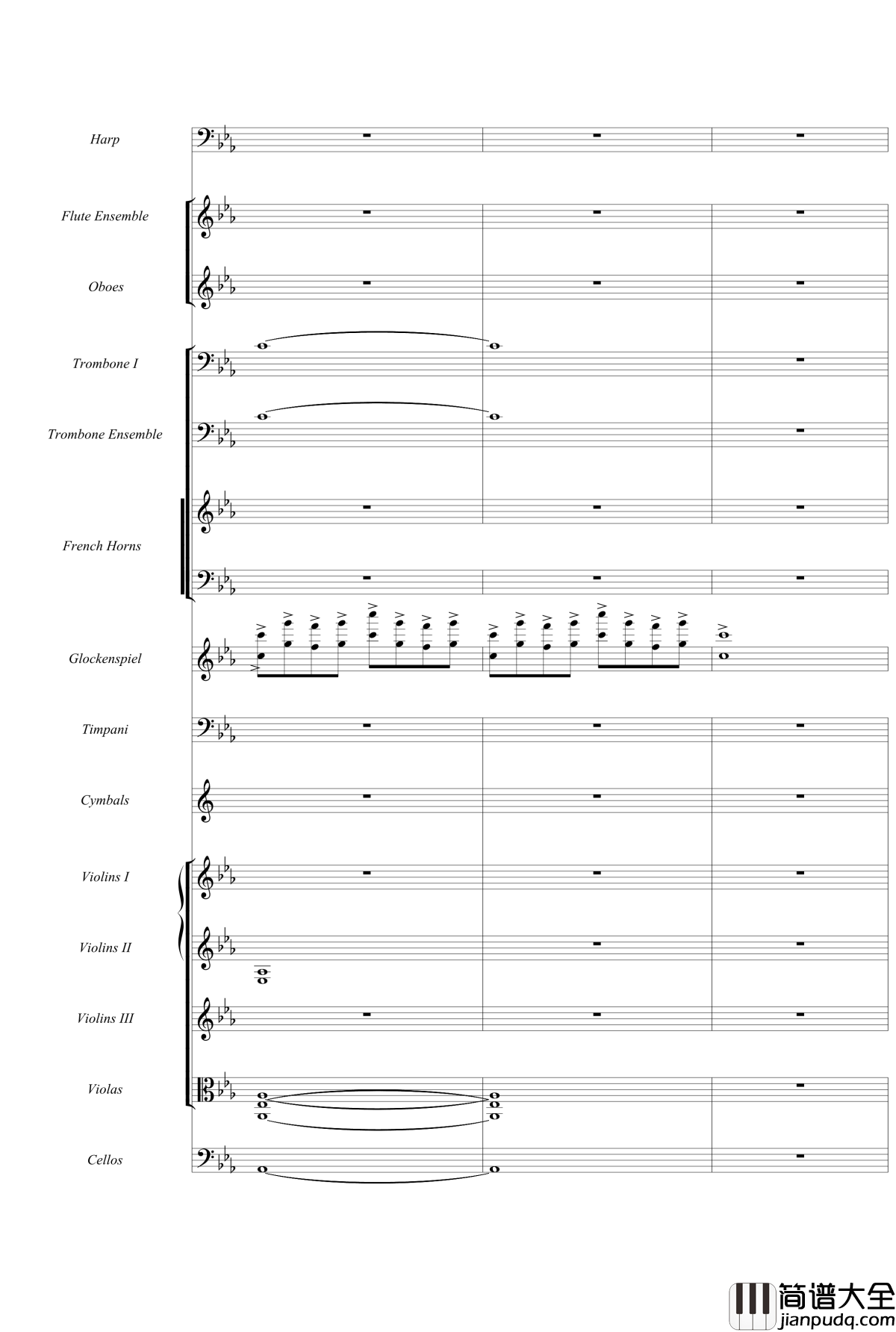 天空之城钢琴谱_久石让原版交响乐