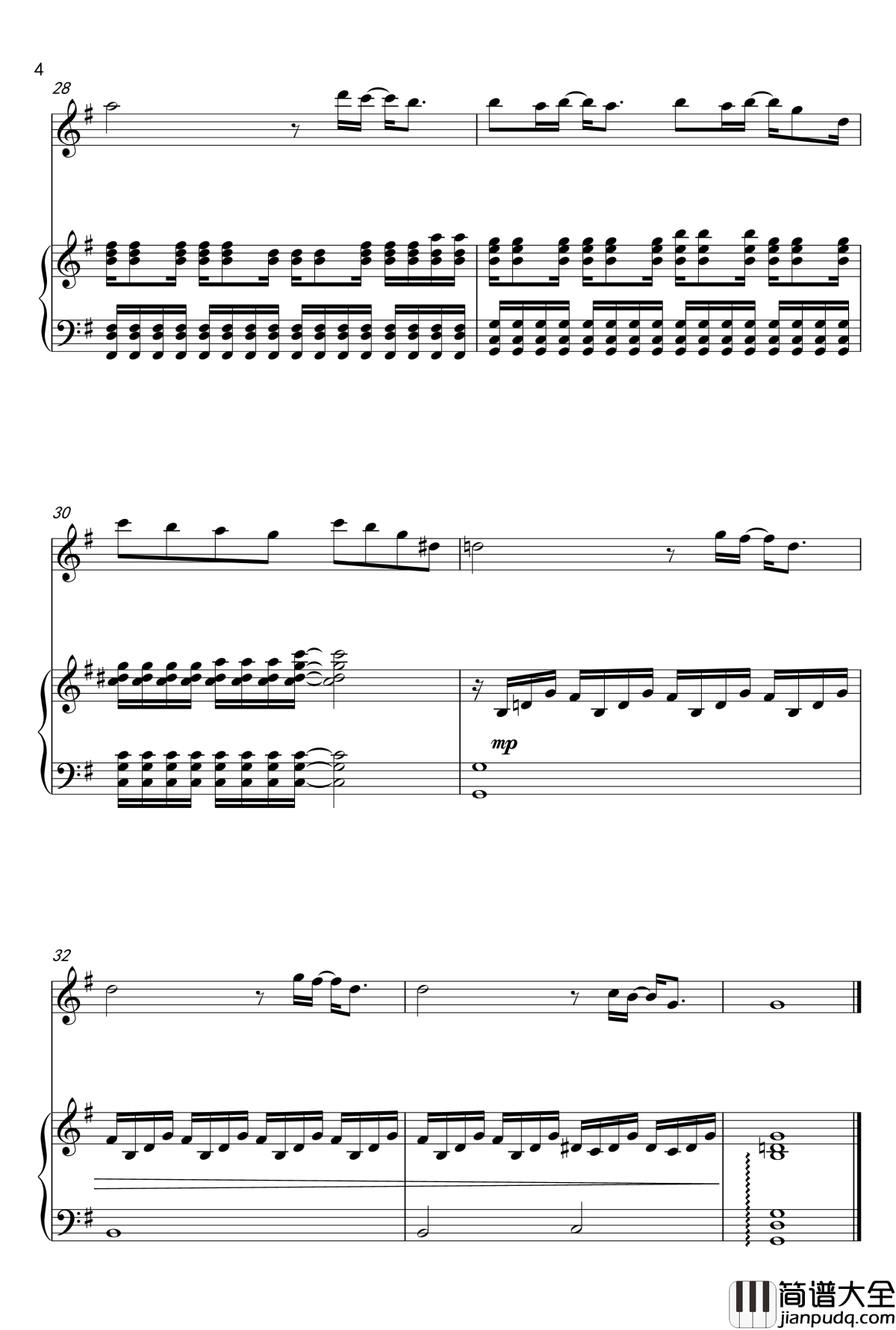 她钢琴谱_钢琴伴奏谱_王思远