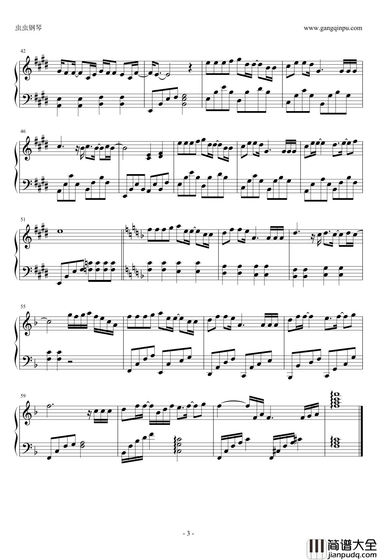 有我在身旁钢琴谱_钢琴版_石进