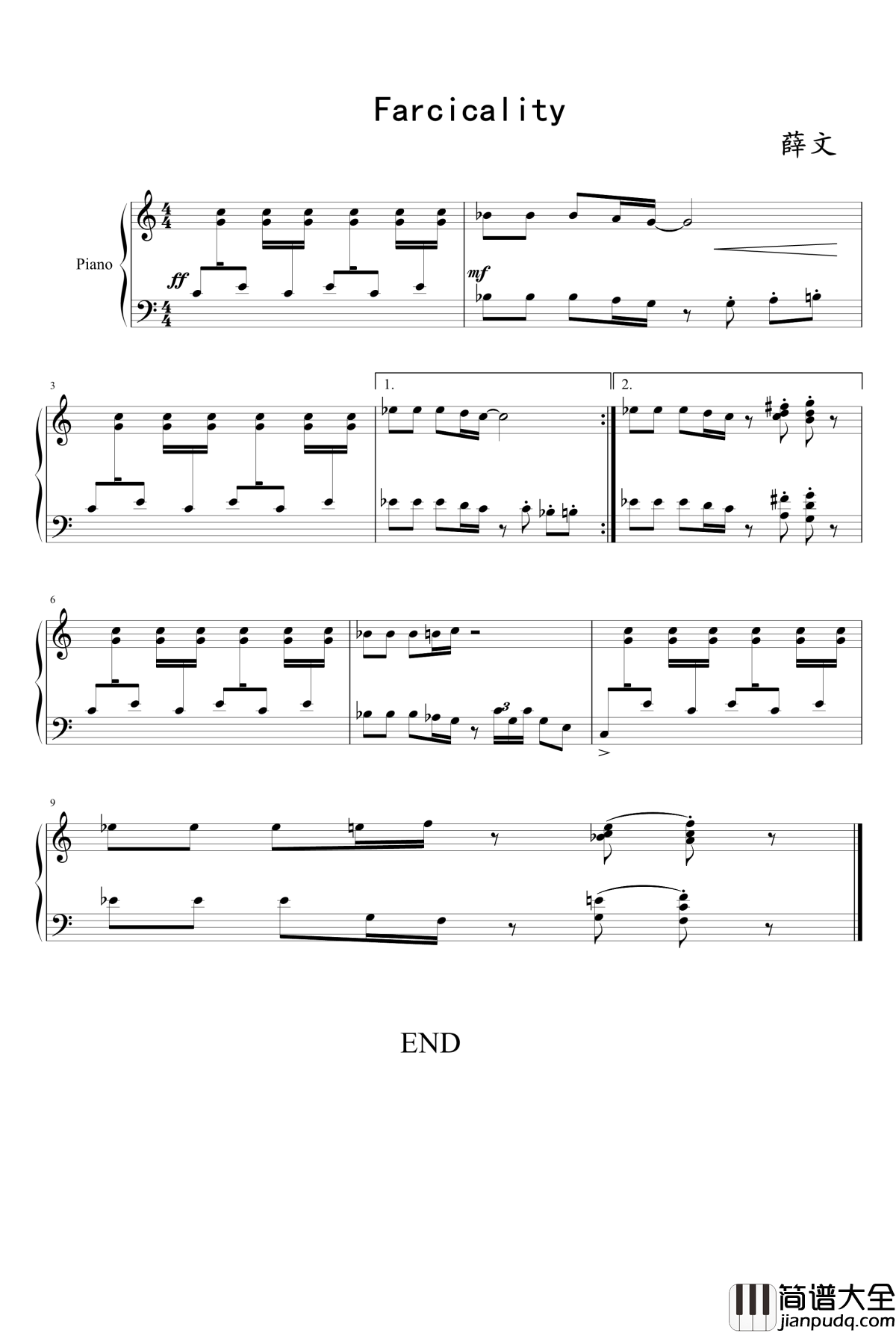 Farcicality钢琴谱_薛文