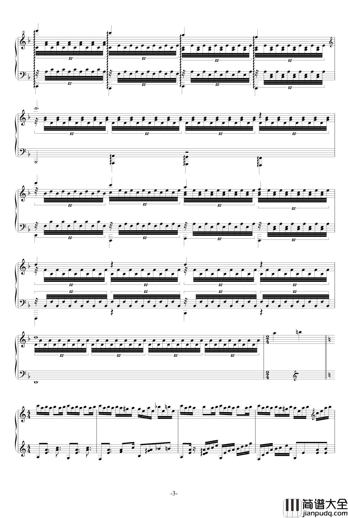 遗忘天堂钢琴谱_修改_升c小调