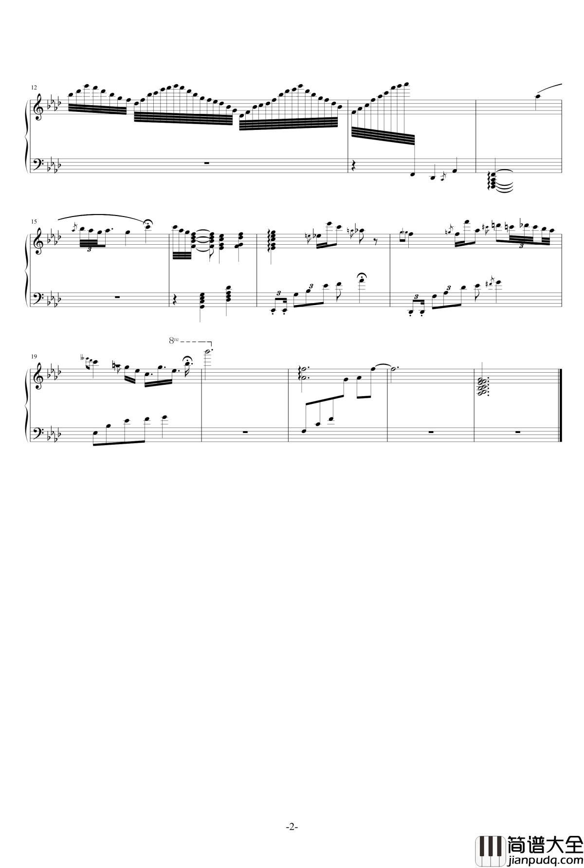 遗忘天堂钢琴谱_修改_升c小调