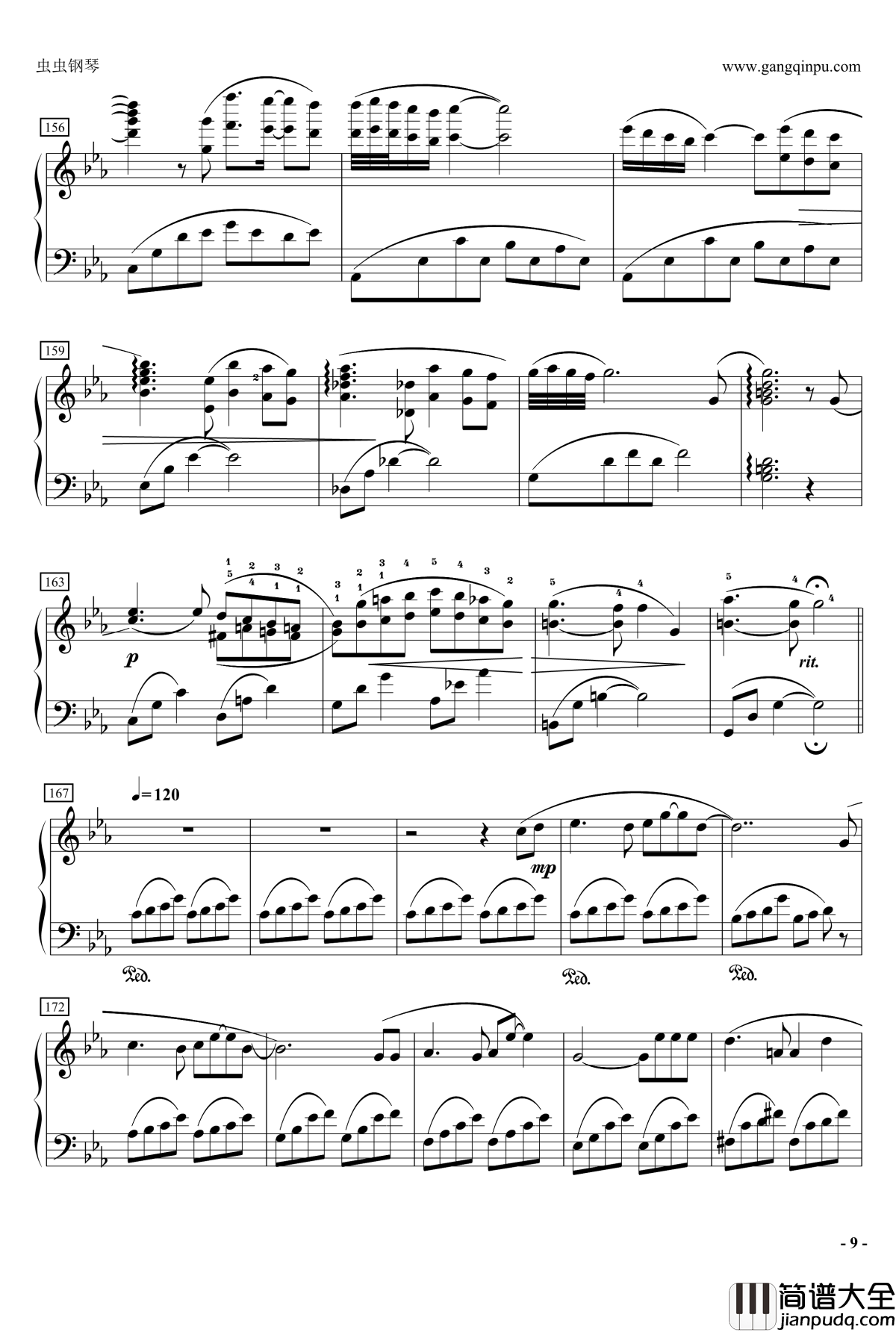 天空之城随想曲钢琴谱_华丽版_久石让