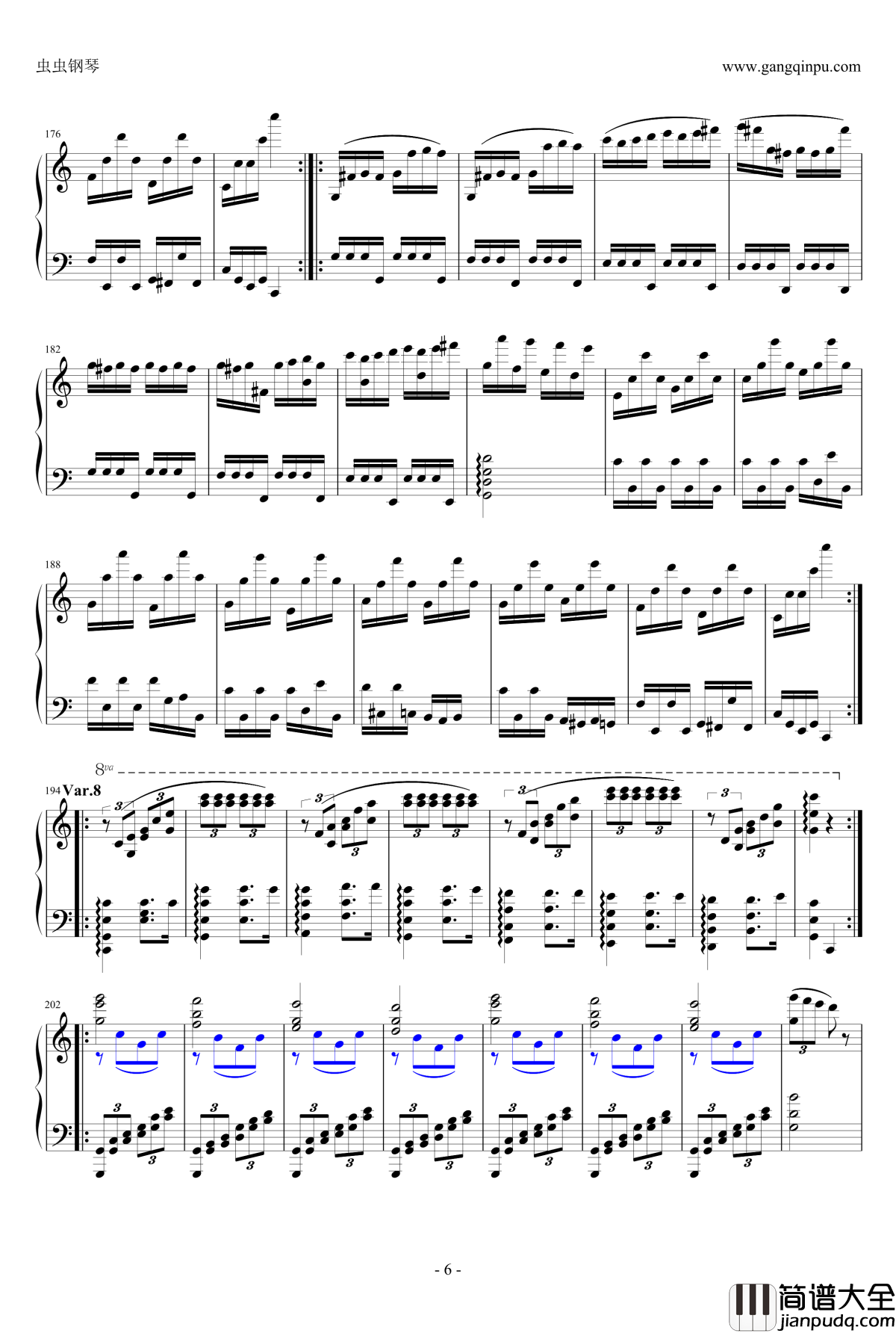 小星星变奏曲钢琴谱_炫技再变奏_莫扎特