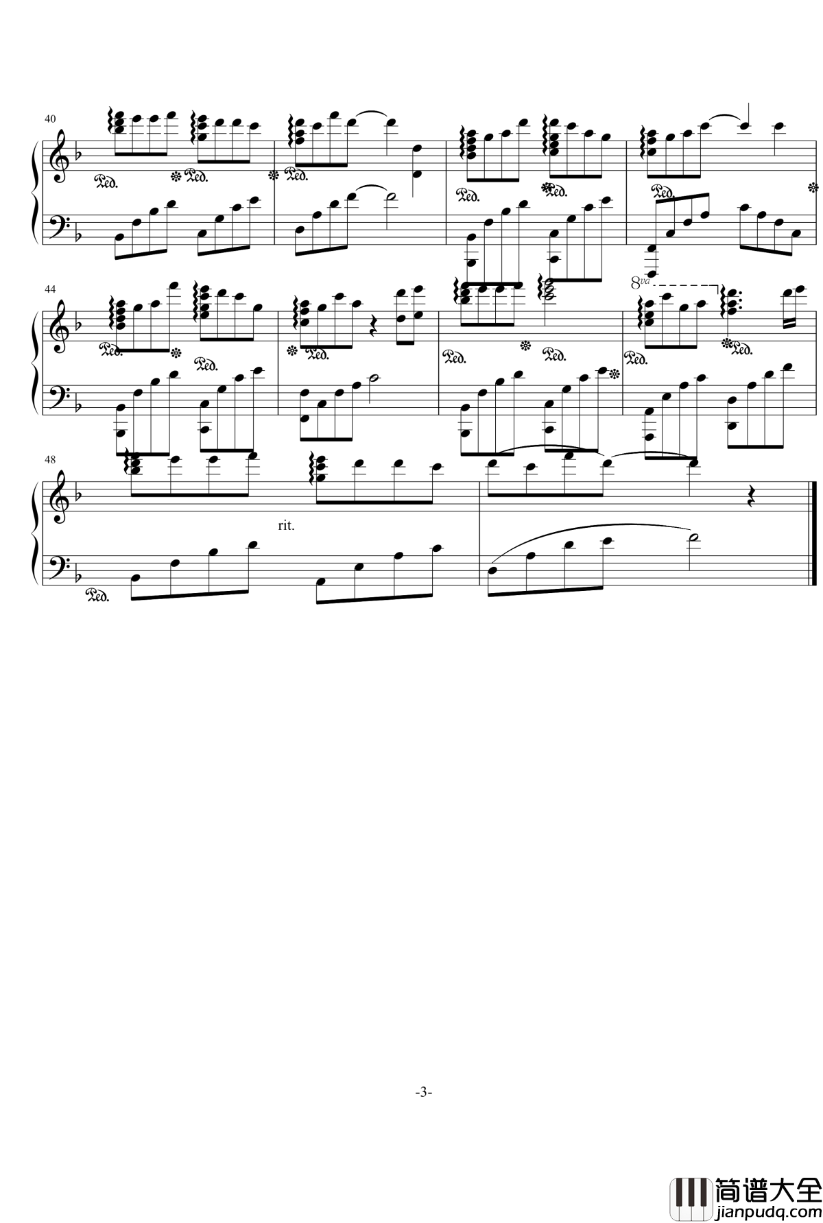 灵感系列之四钢琴谱_北平乐师