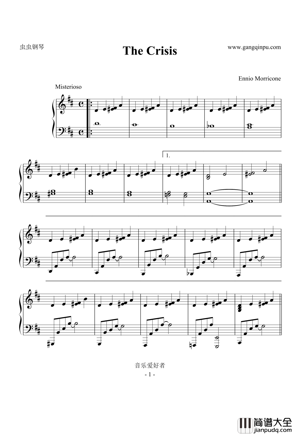 The_Crisis钢琴谱_海上钢琴师
