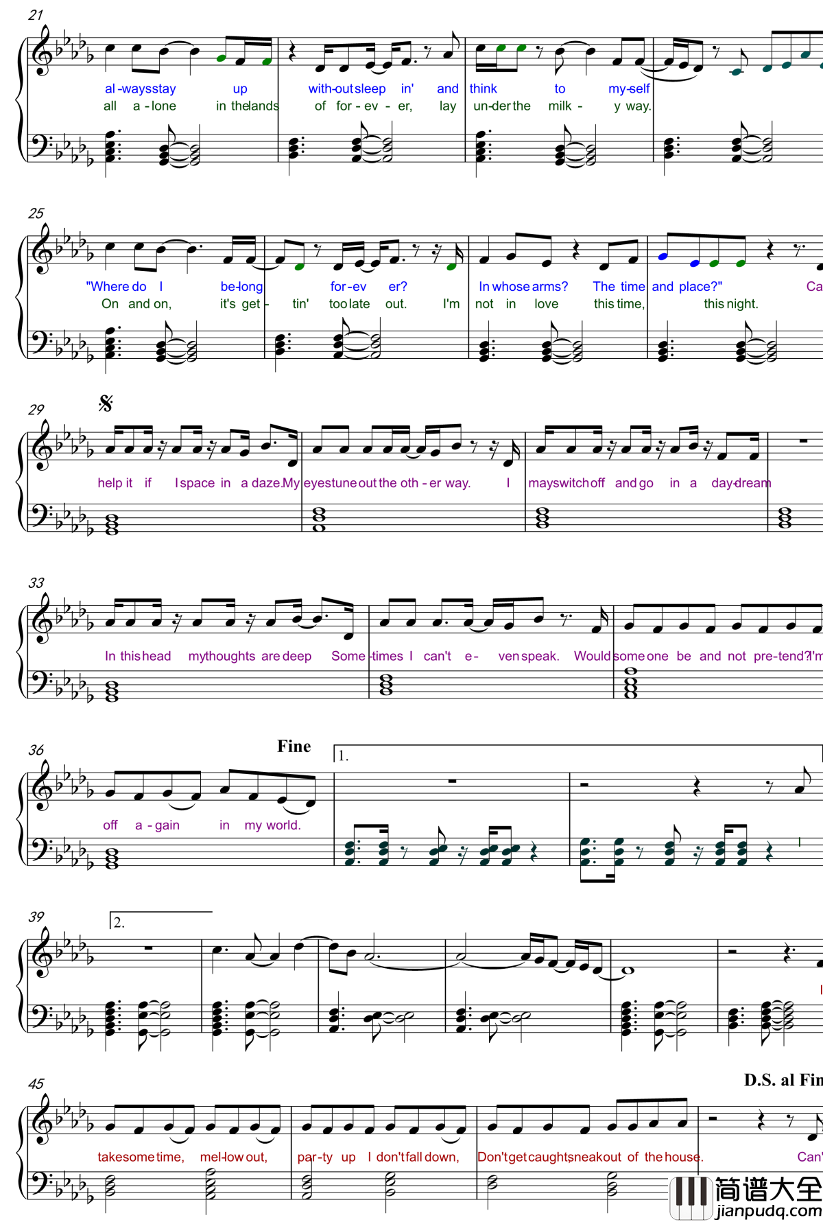 My_world钢琴谱_艾薇儿