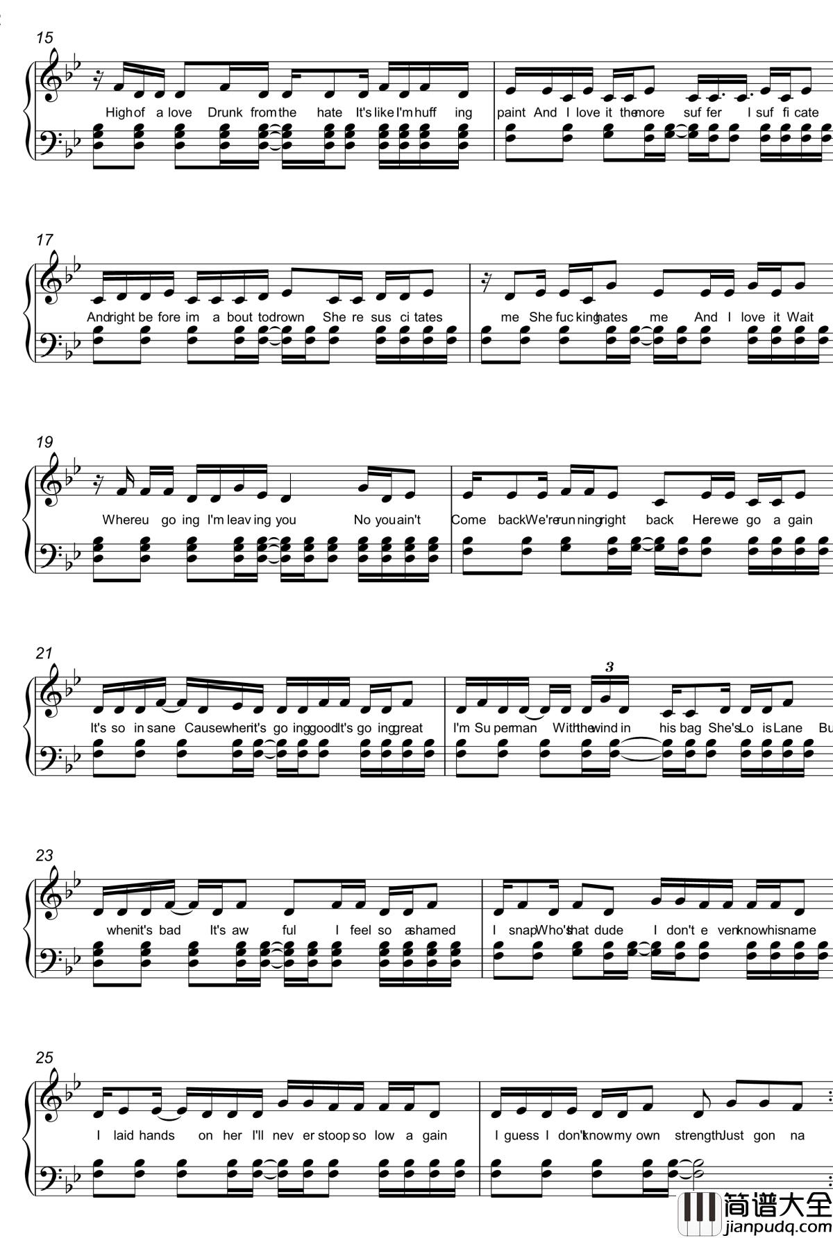 Love_the_way_you_lie钢琴谱_Rihanna