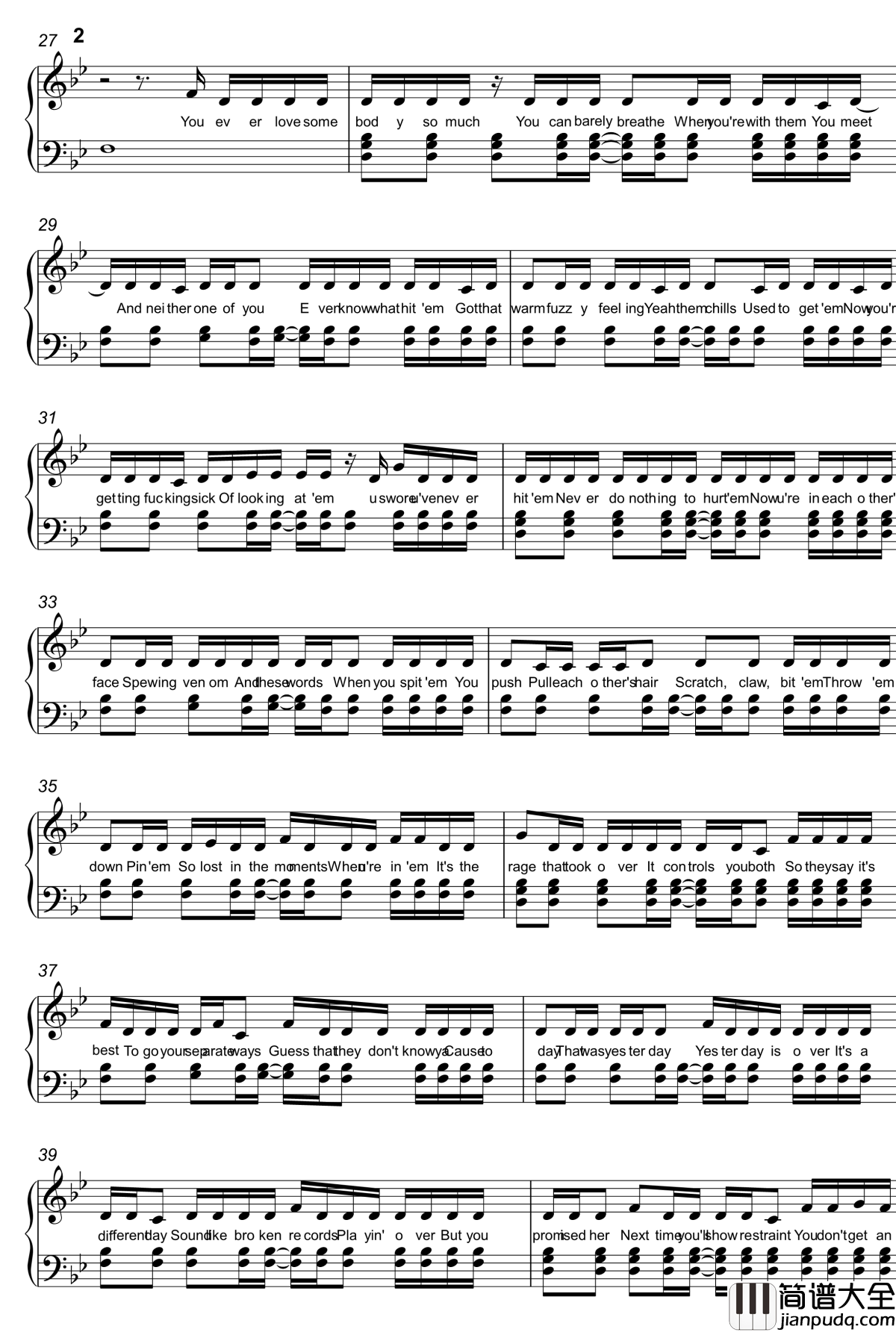 Love_the_way_you_lie钢琴谱_Rihanna