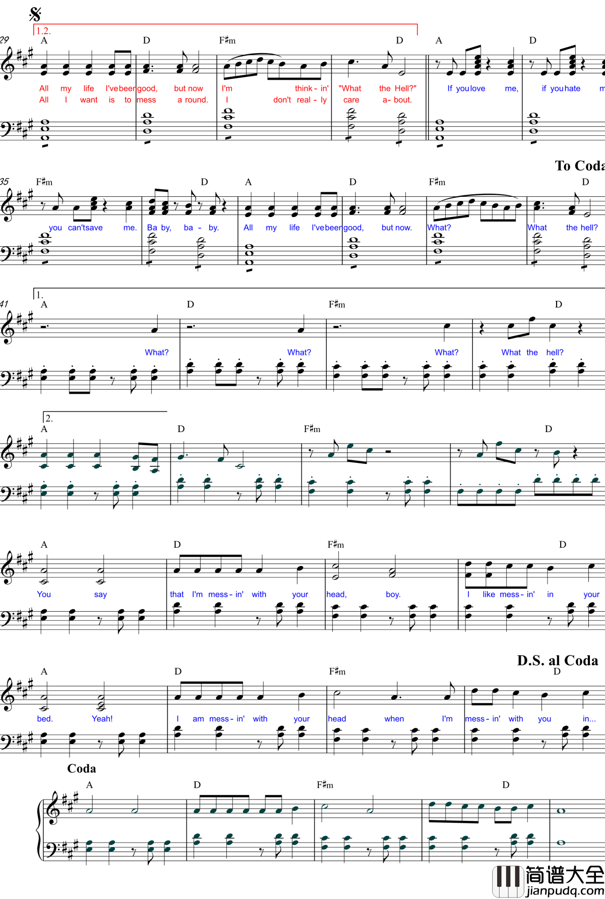 What_the_hell钢琴谱_Avril_Lavigne