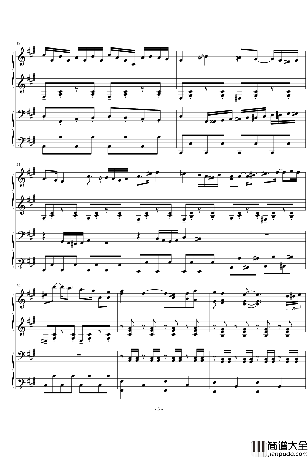 华丽的A调四手联弹组曲钢琴谱_宋予陌