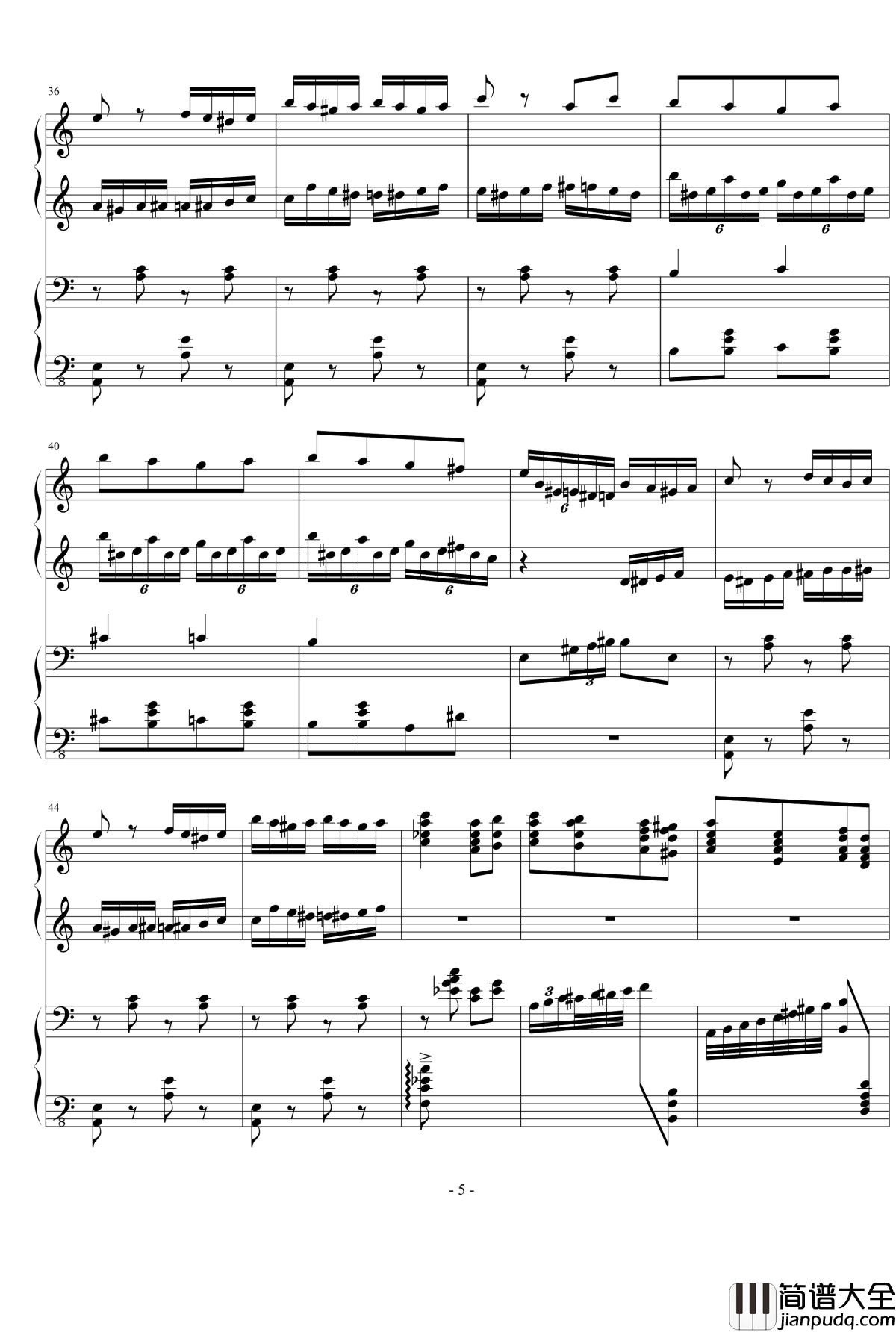 华丽的A调四手联弹组曲钢琴谱_宋予陌