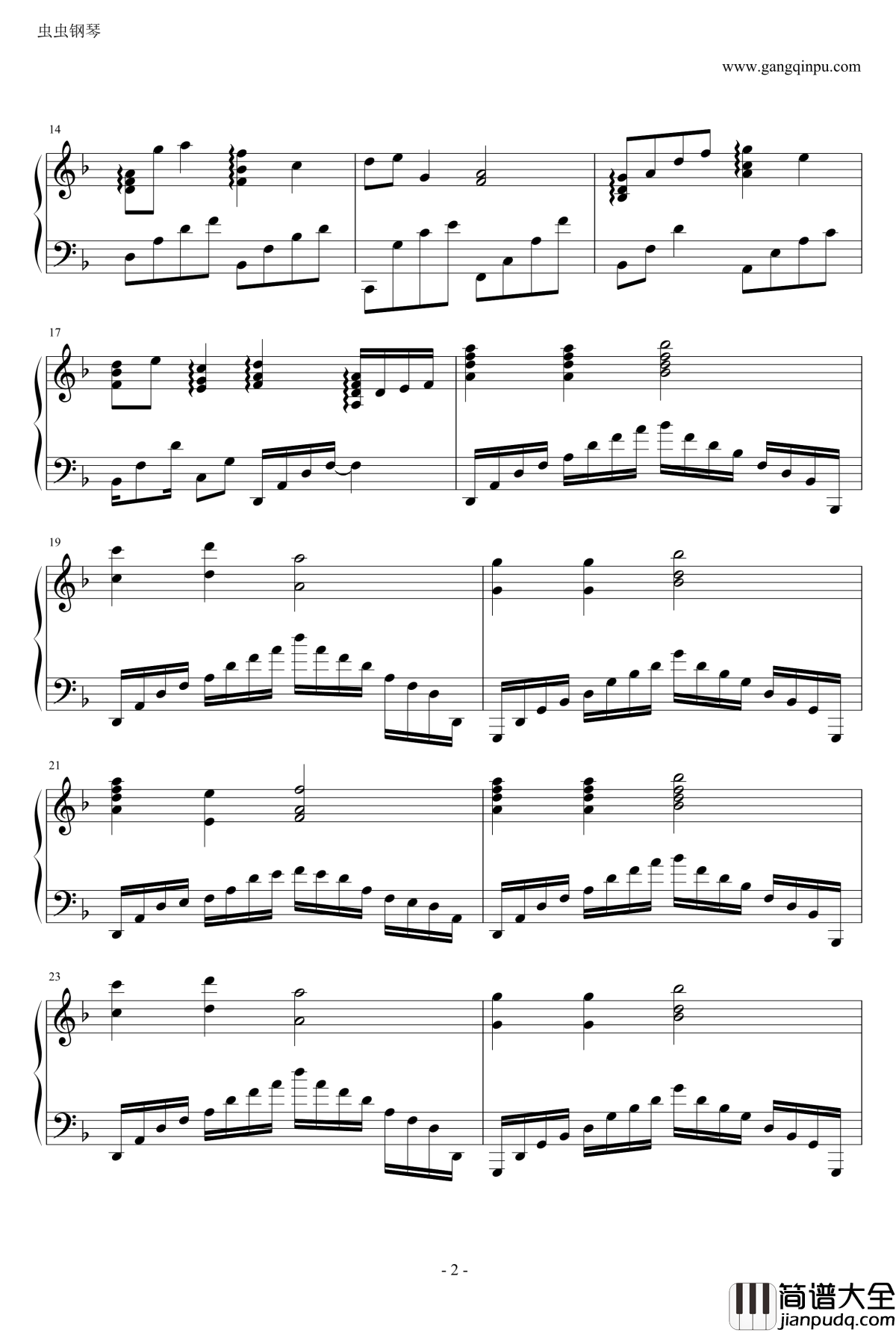 宿命钢琴谱_独奏钢琴曲_妖精的尾巴