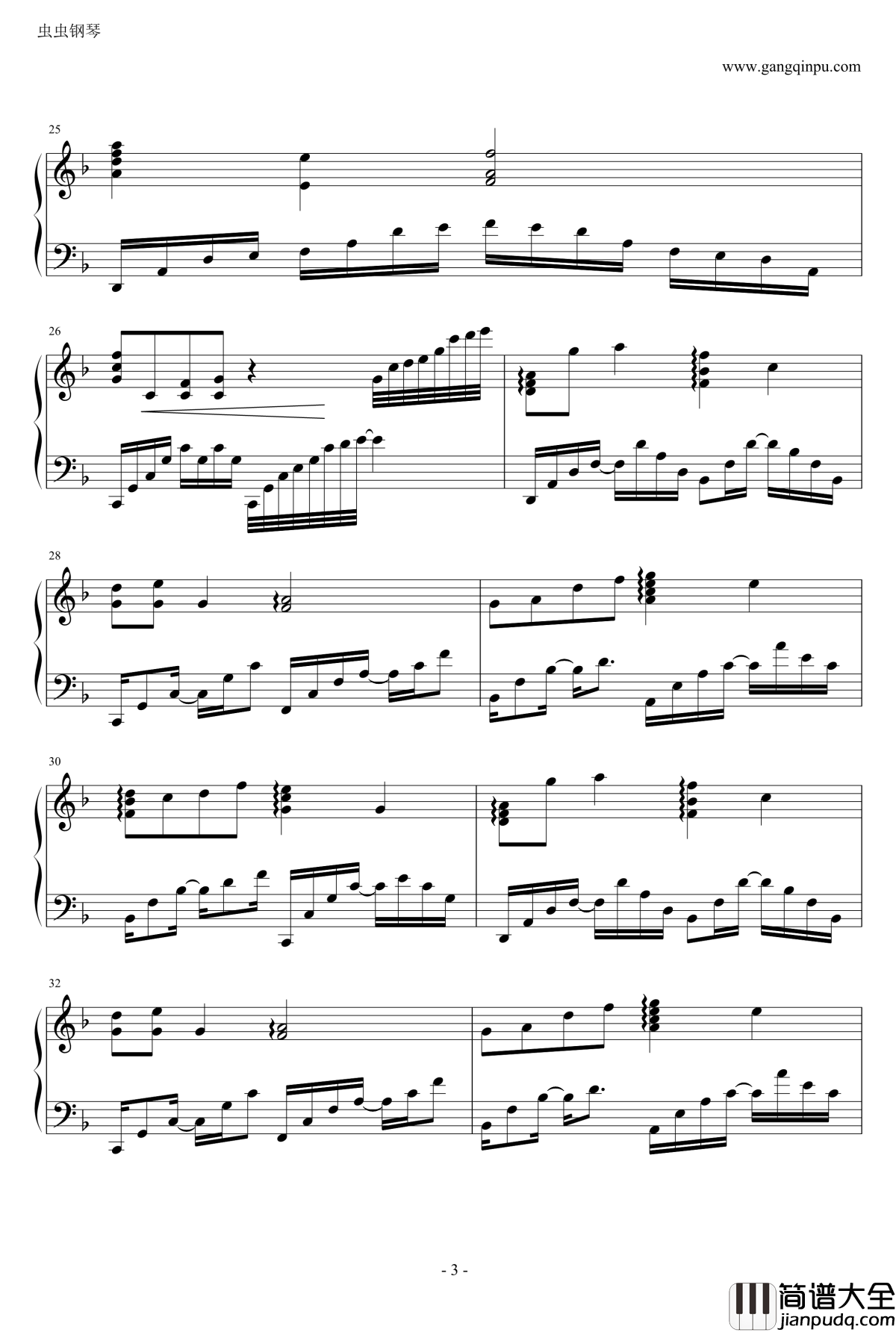 宿命钢琴谱_独奏钢琴曲_妖精的尾巴