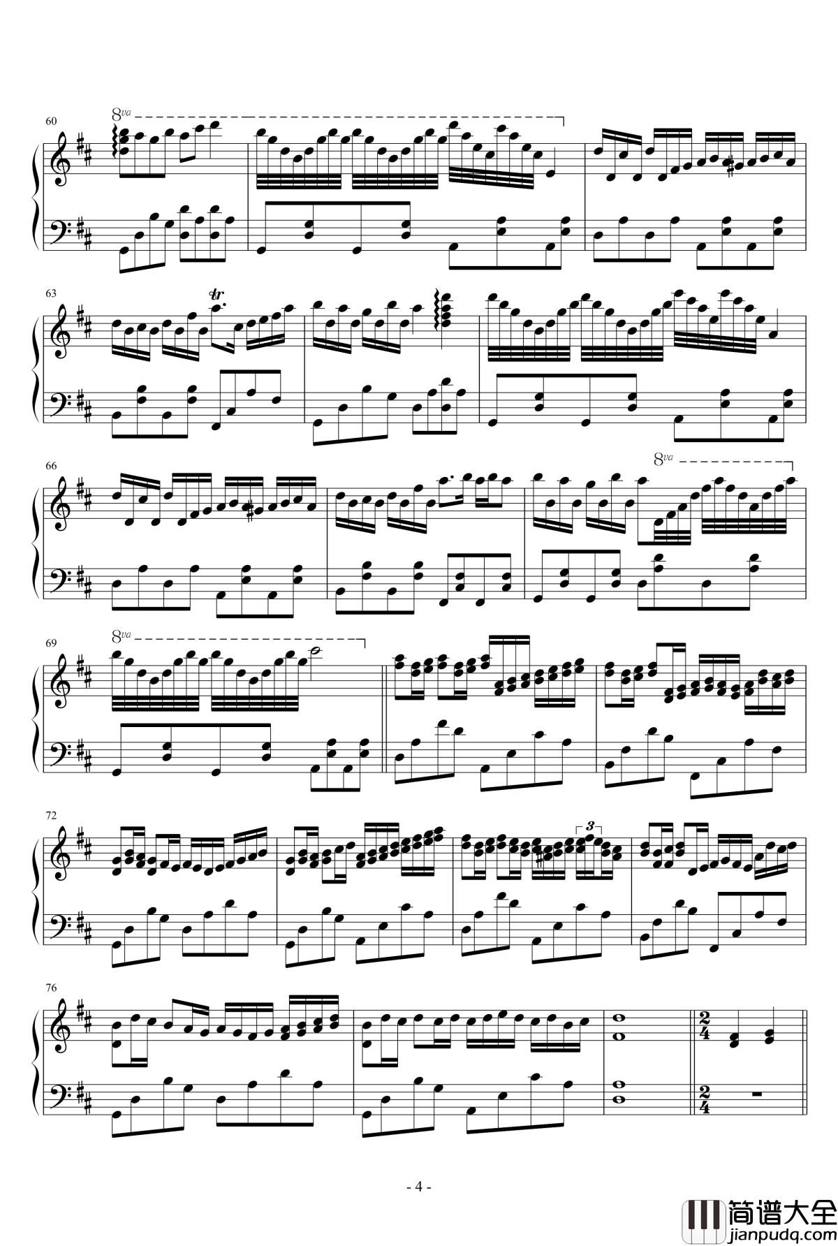 卡农钢琴谱_电吉他摇滚钢琴版_Jerry.C_Canon_Rock_Jerry.C