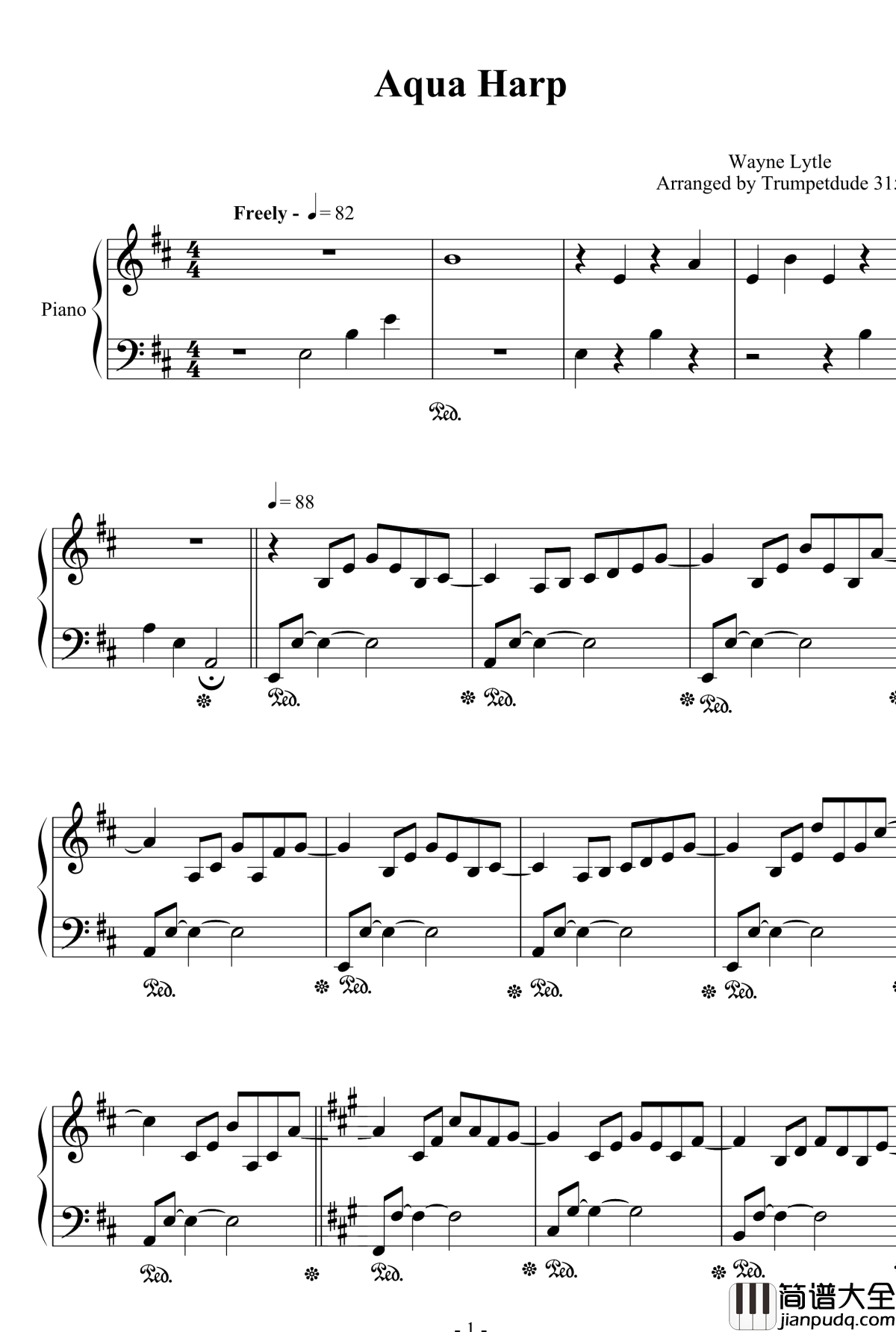 Aqua_Harp钢琴谱_Wayne_Lytle